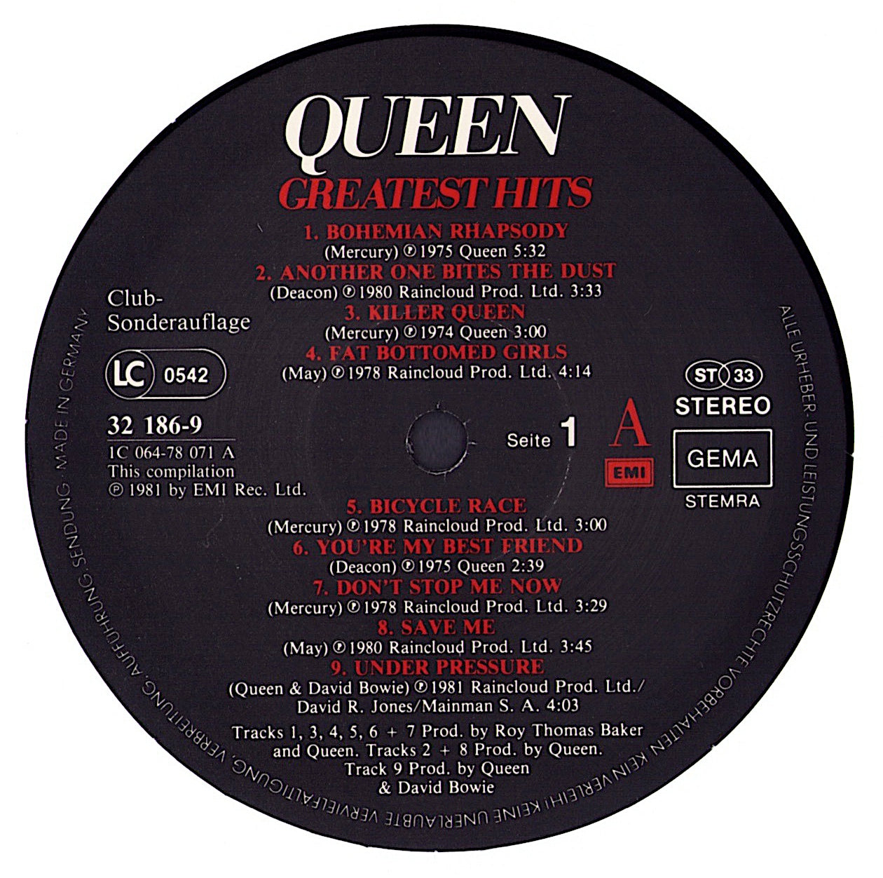 Queen – Greatest Hits Vinyl LP Club Edition