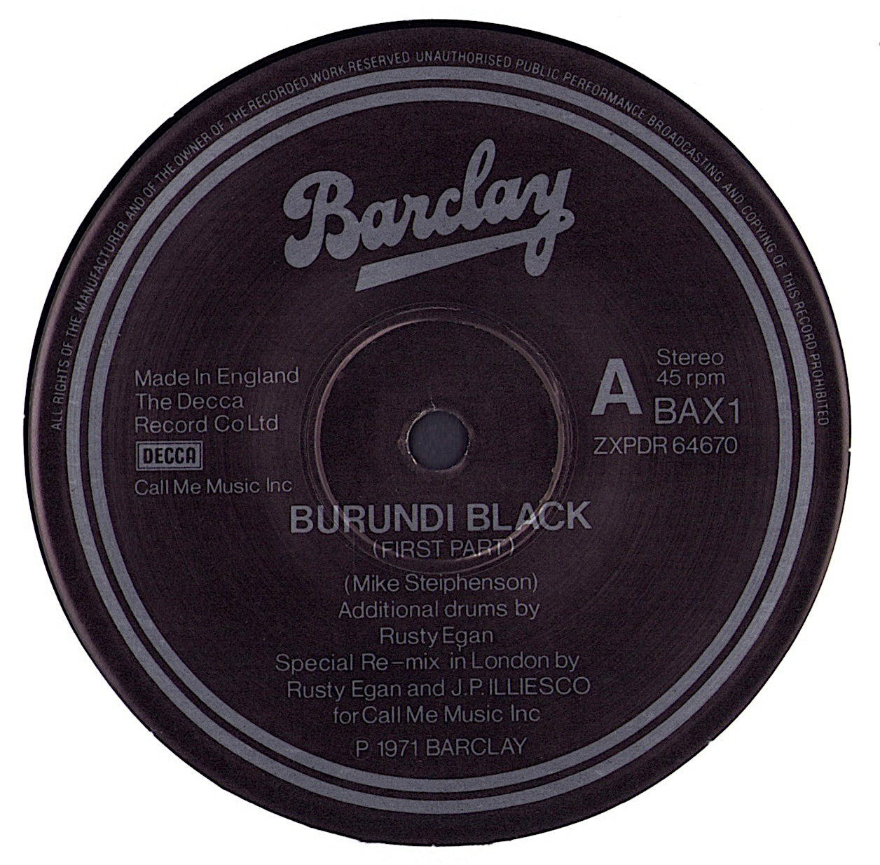 Burundi Black – Burundi Black Vinyl 12" Maxi-Single