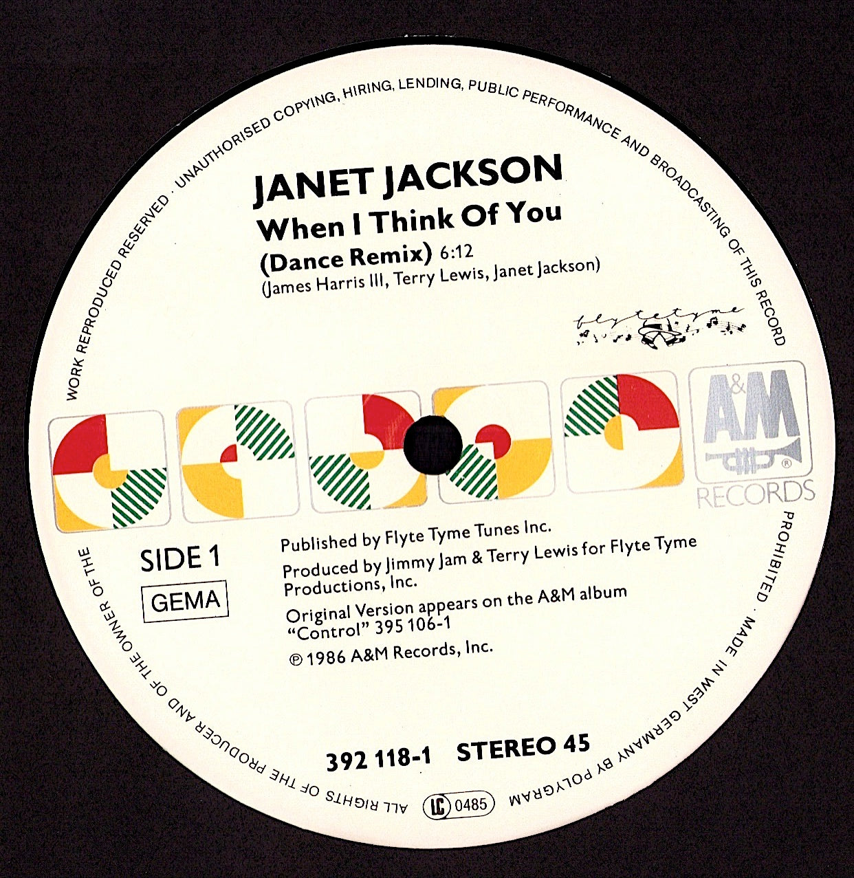 Janet Jackson – When I Think Of You Dance Remix Vinyl 12" | Germany | 1986