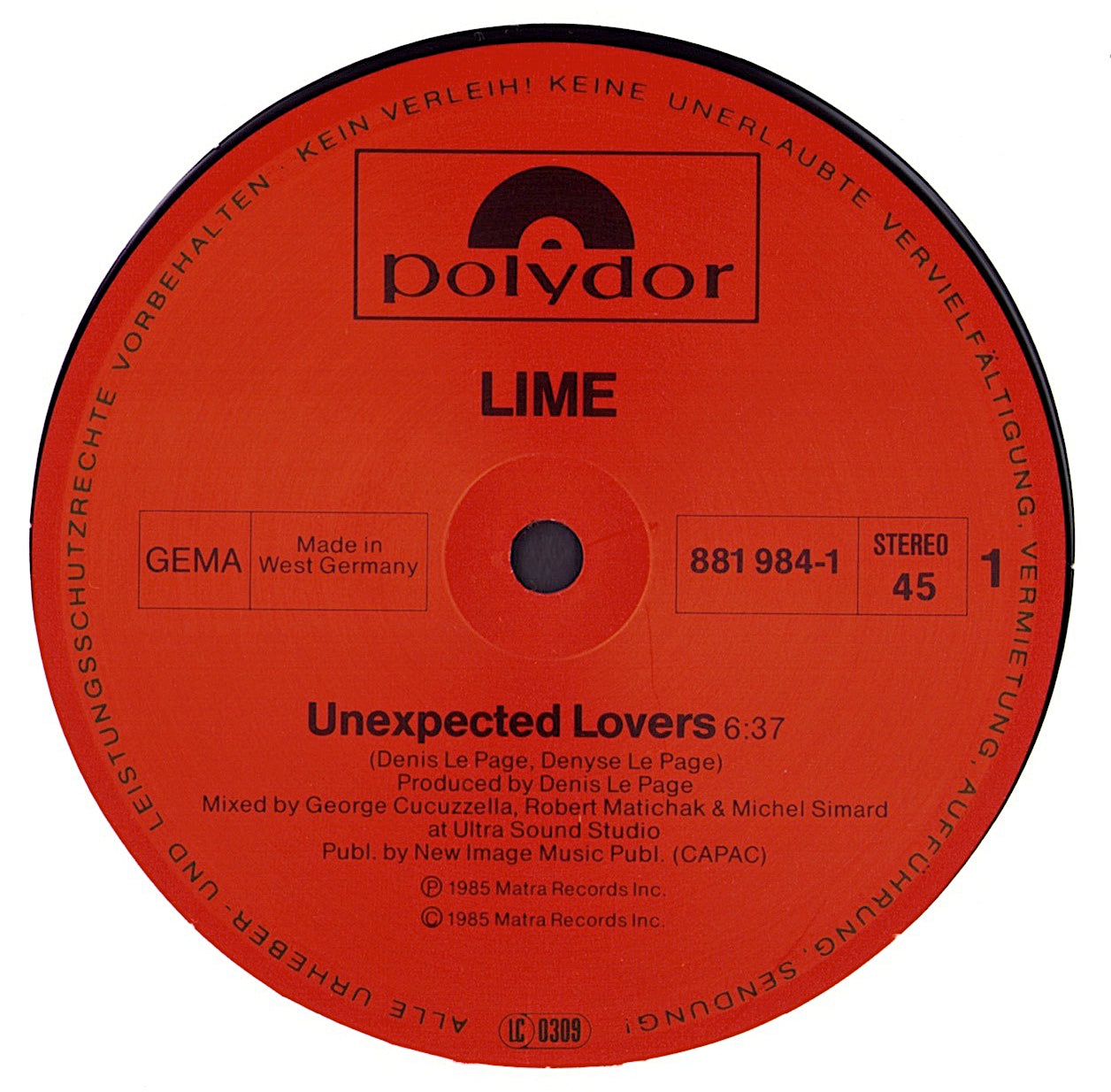 Lime – Unexpected Lovers Vinyl 12" Maxi-Single