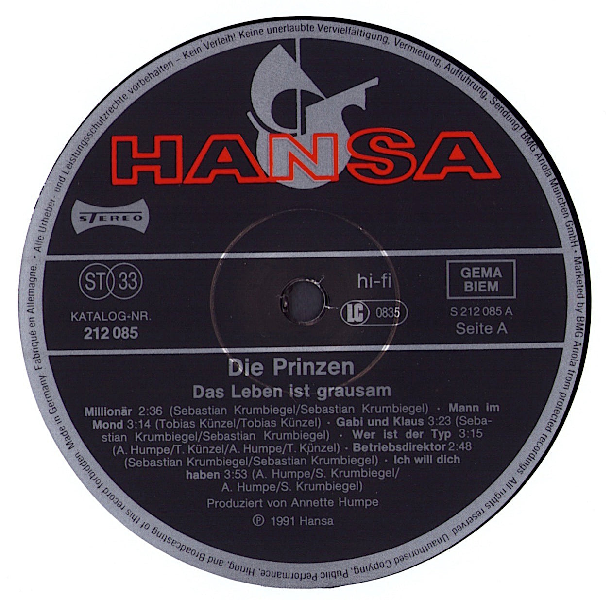 Die Prinzen - Das Leben Ist Grausam Vinyl LP