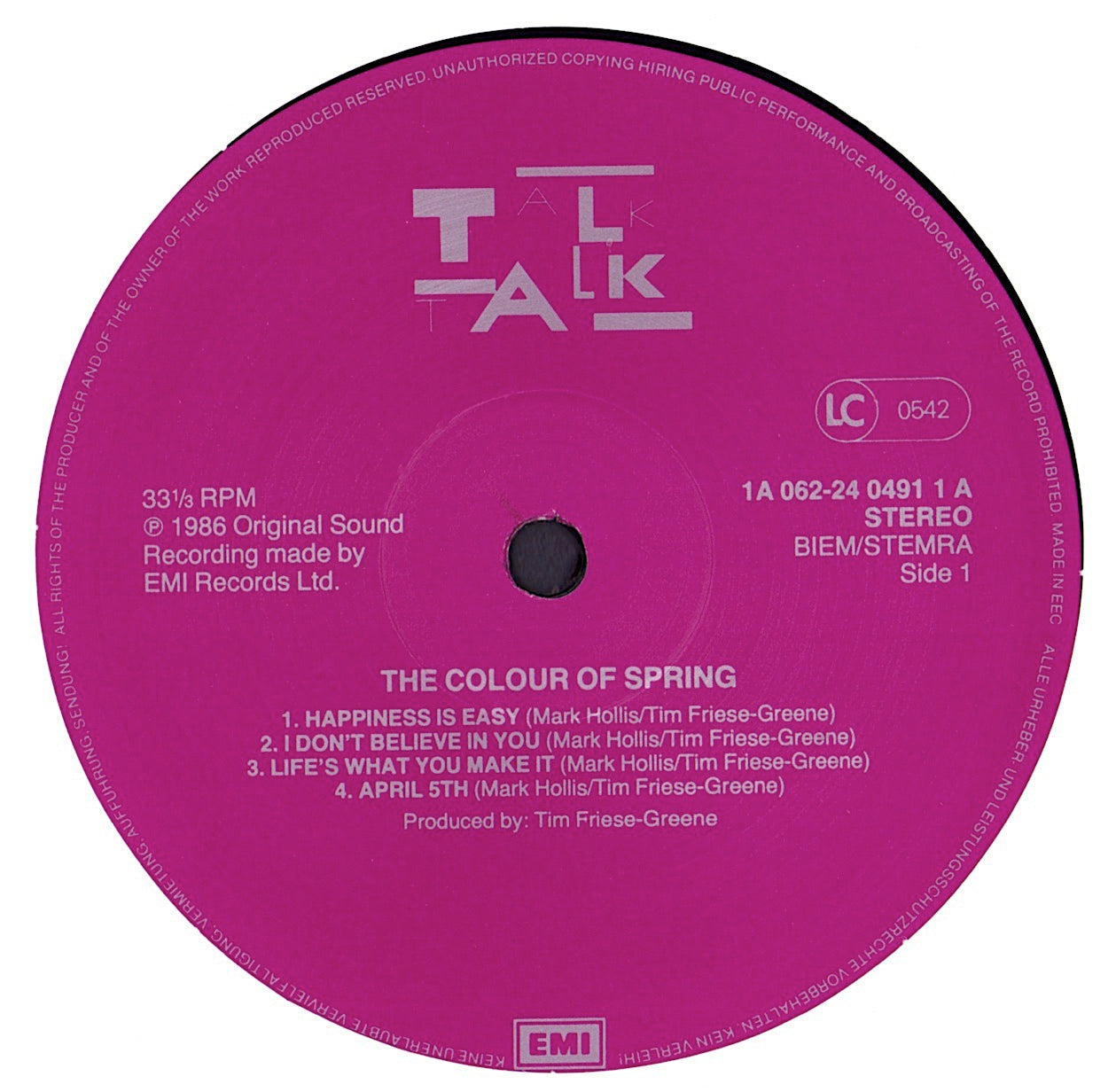 Talk Talk ‎- The Colour Of Spring Vinyl LP