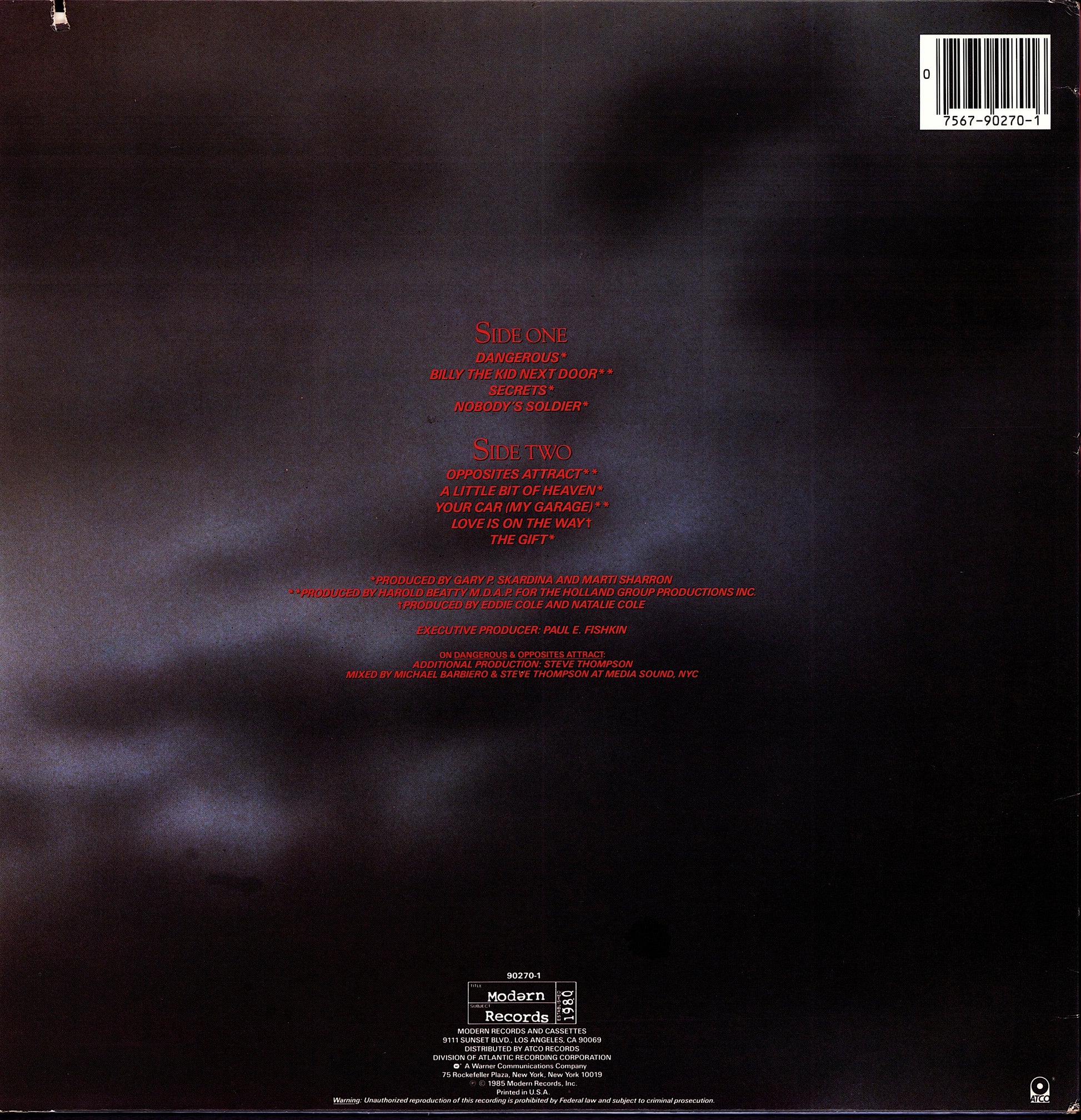 Natalie Cole – Dangerous Vinyl LP | Canada Original | 1985