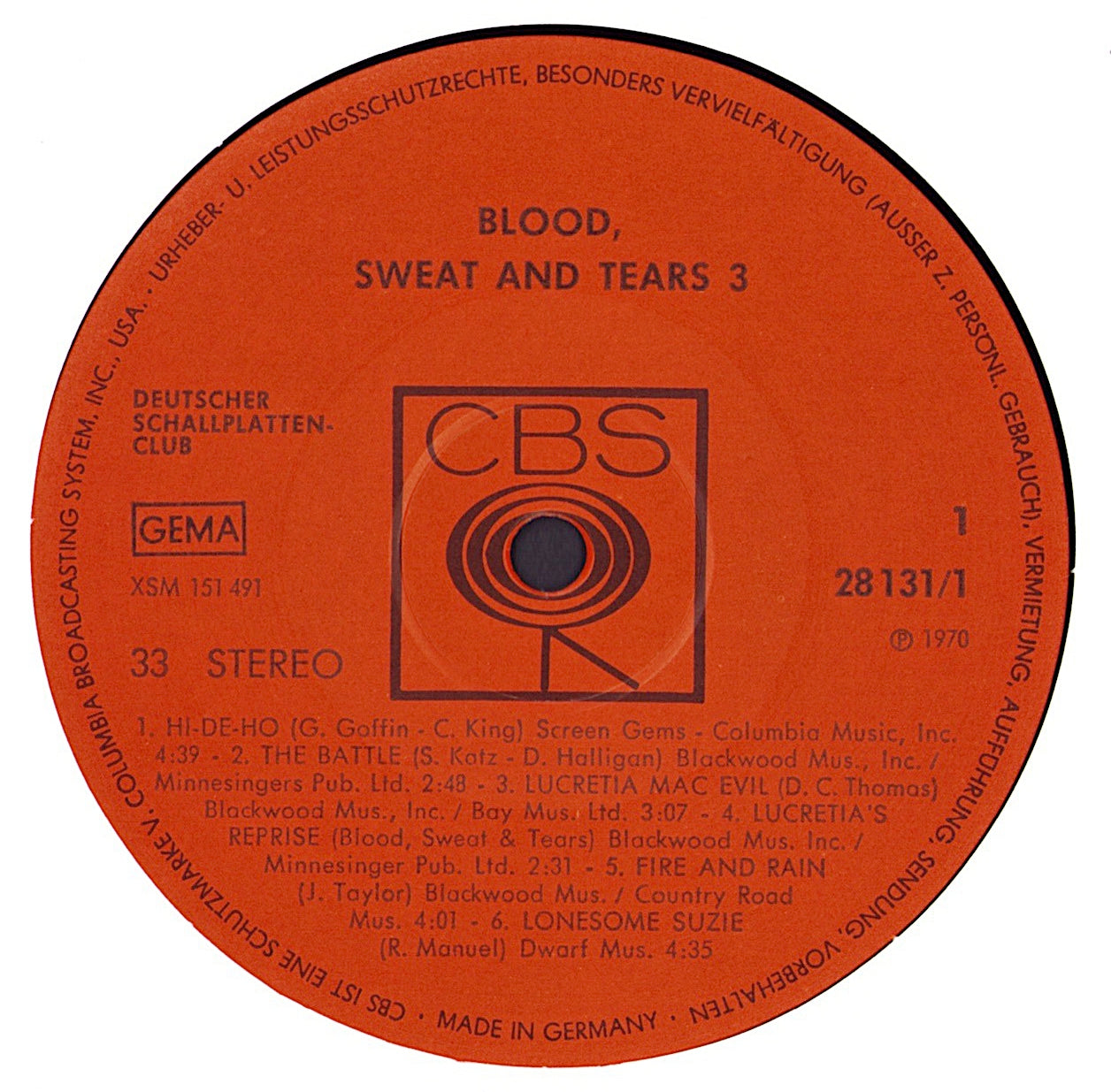 Blood, Sweat And Tears – Blood, Sweat And Tears 3 Vinyl LP Club Edition