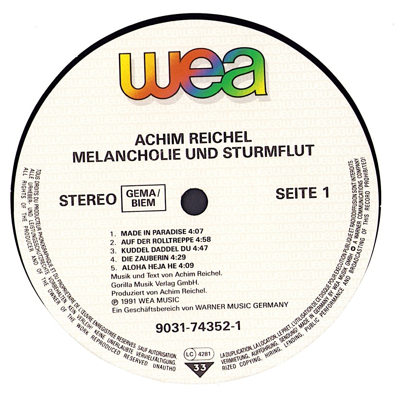 Achim Reichel - Melancholie Und Sturmflut Vinyl LP