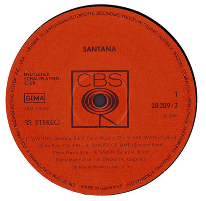 Santana ‎- Santana Vinyl LP Club Edition