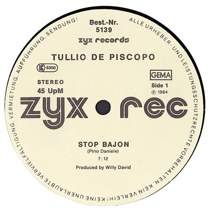 Tullio De Piscopo - Stop Bajon Vinyl 12" Maxi-Single