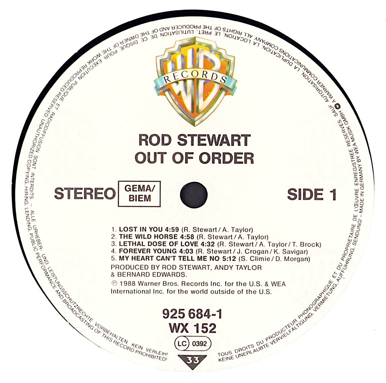 Rod Stewart – Out Of Order Vinyl LP