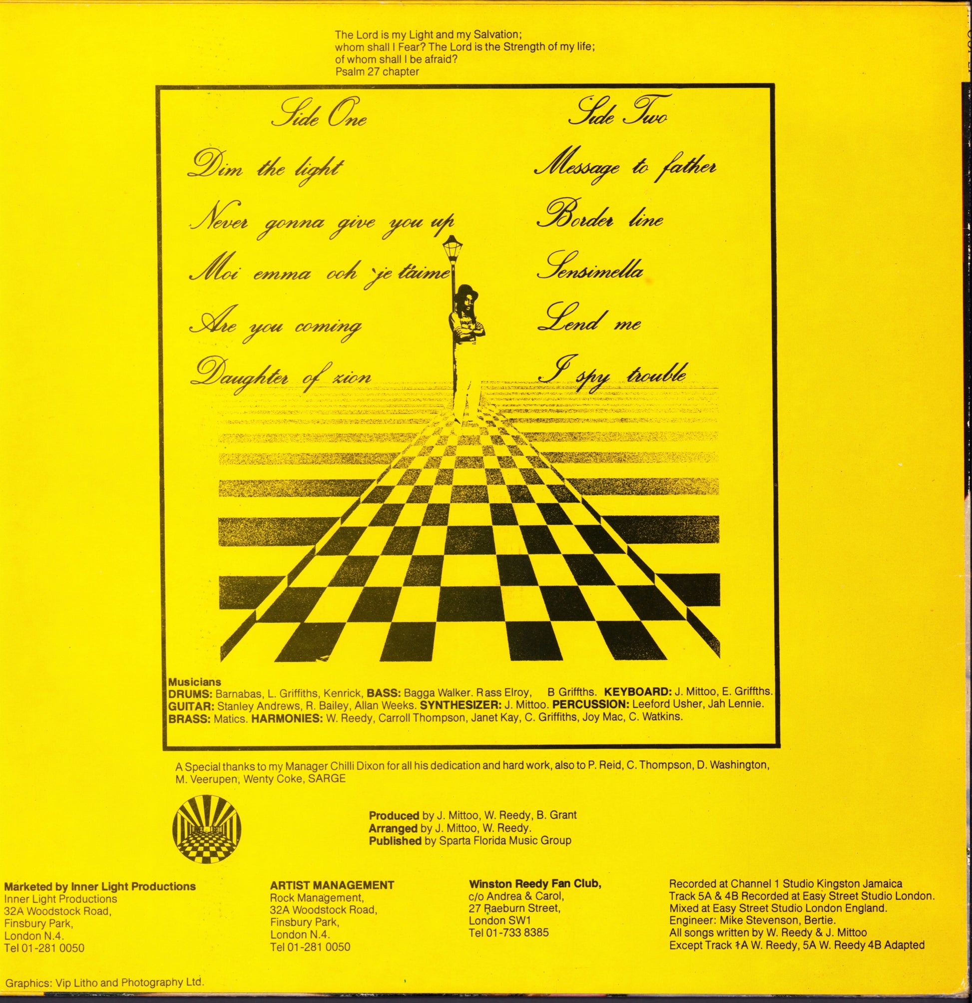 Winston Reedy ‎- Dim The Light Vinyl LP