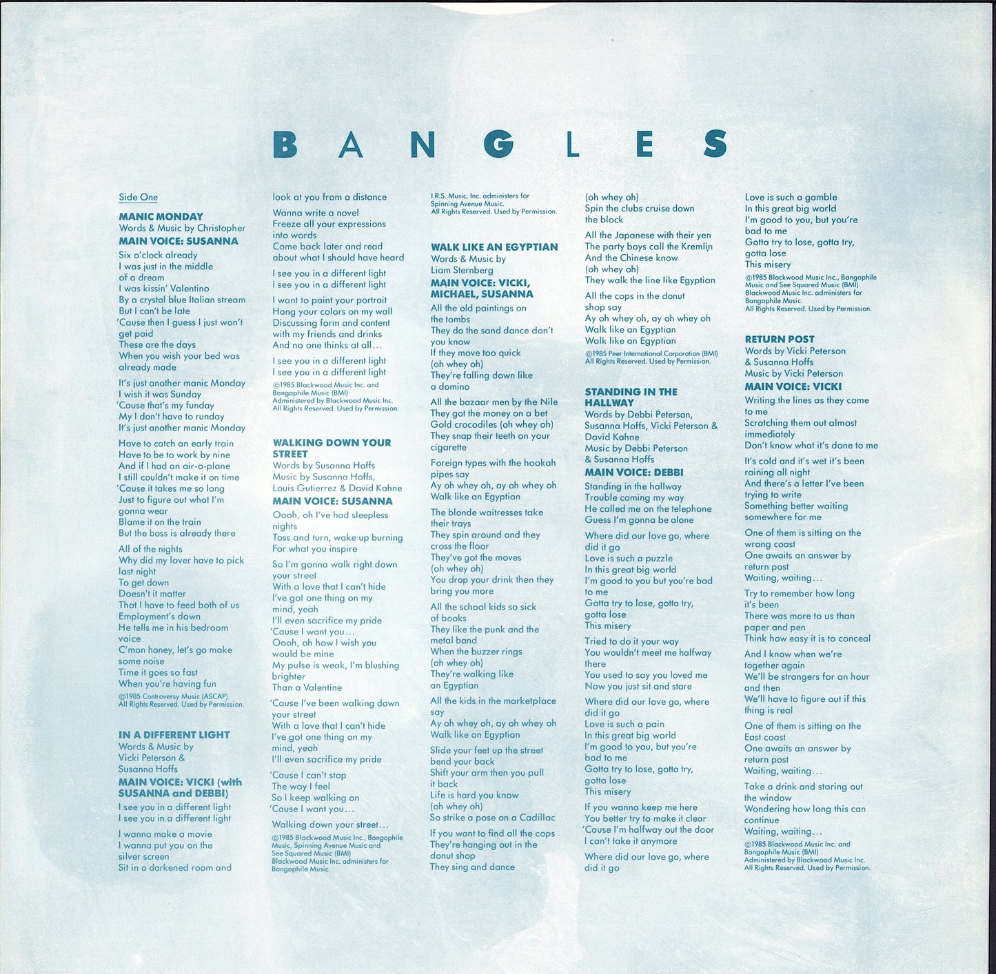 Bangles ‎- Different Light Vinyl LP