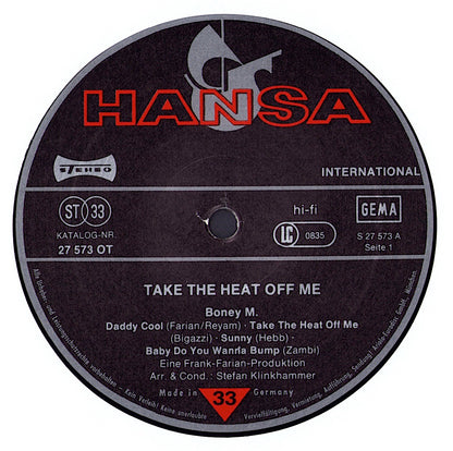 Boney M. ‎- Take The Heat Off Me Vinyl LP + Poster