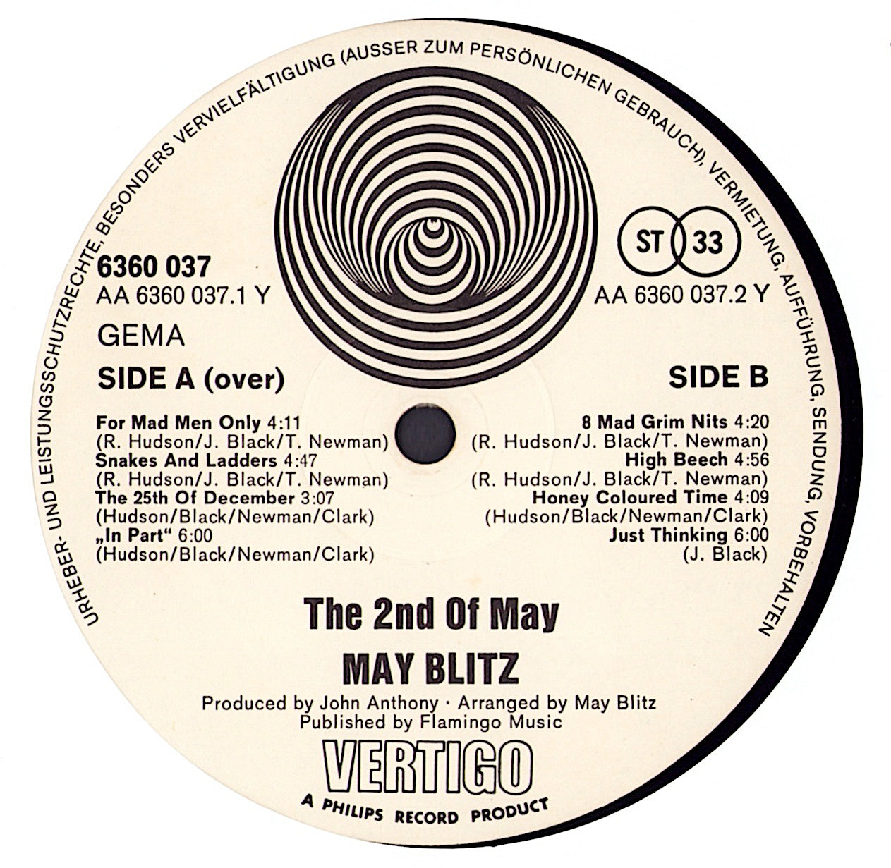May Blitz ‎- The 2nd Of May Vinyl LP Vertigo