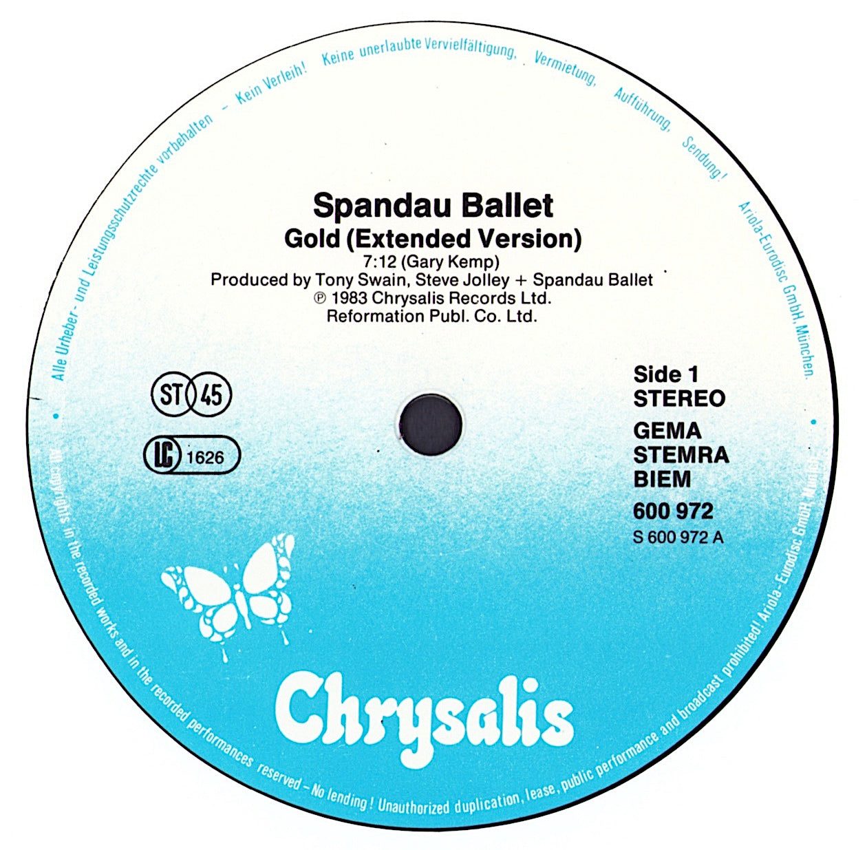 Spandau Ballet - Gold Vinyl 12" Maxi-Single