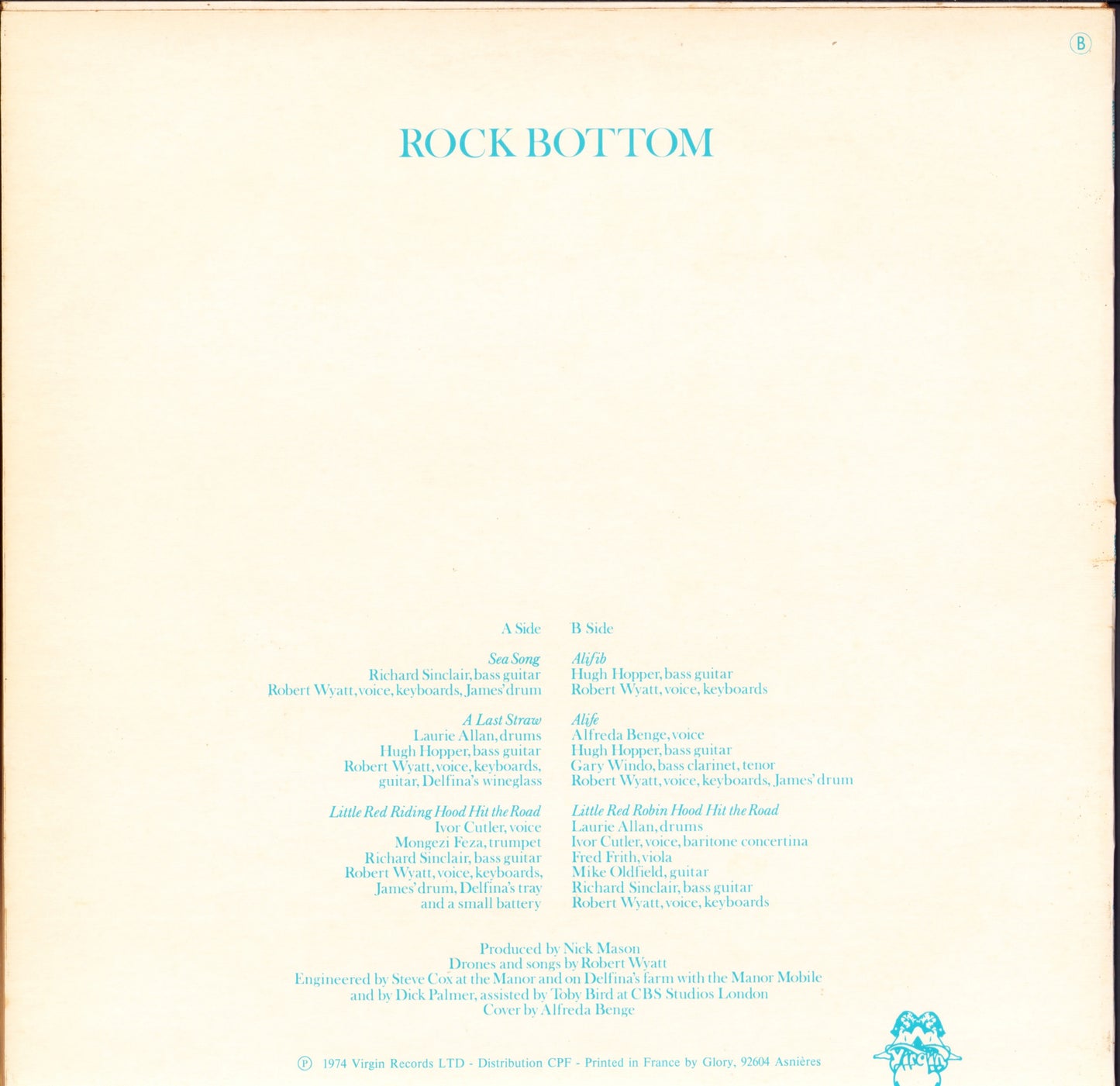 Robert Wyatt ‎- Rock Bottom Vinyl LP
