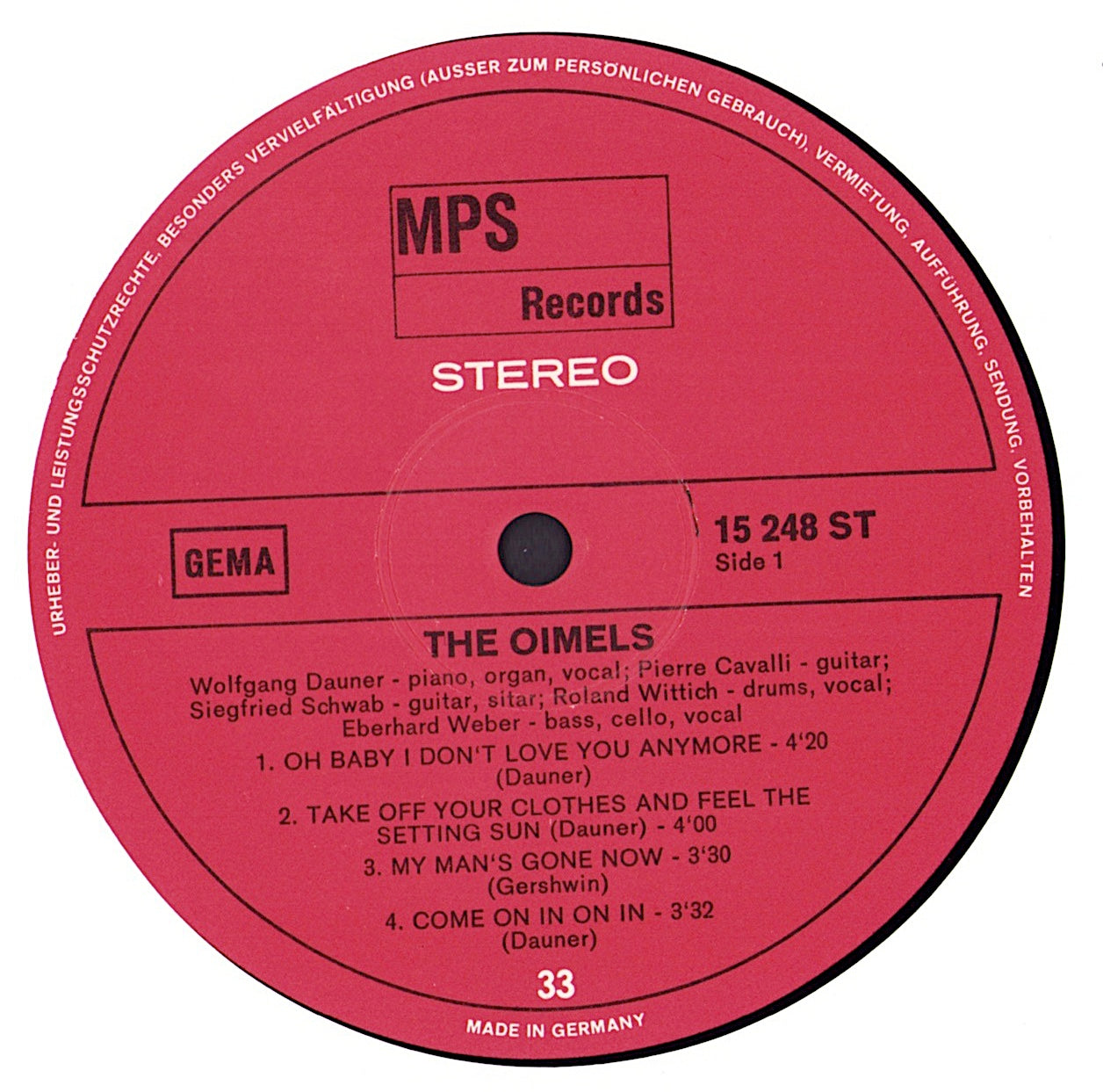 Wolfgang Dauner Quintet - The Oimels Vinyl LP