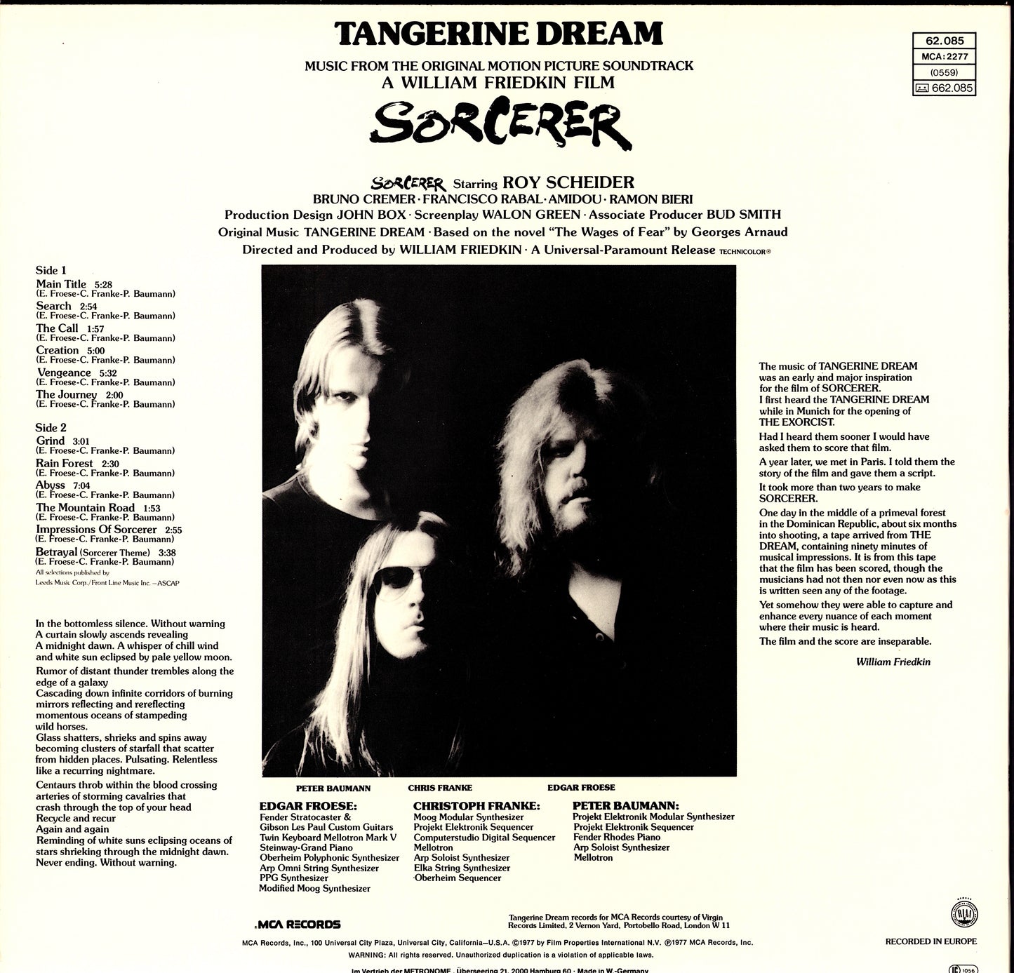Tangerine Dream – Firestarter Music From The Original Motion Picture Soundtrack Vinyl LP Kopie
