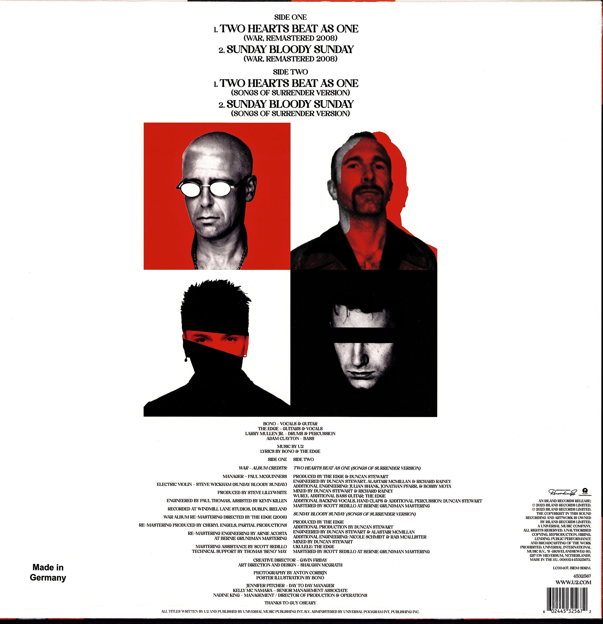 U2 – Two Hearts Beat As One / Sunday Bloody Sunday Vinyl 12" EP | RSD | 2023
