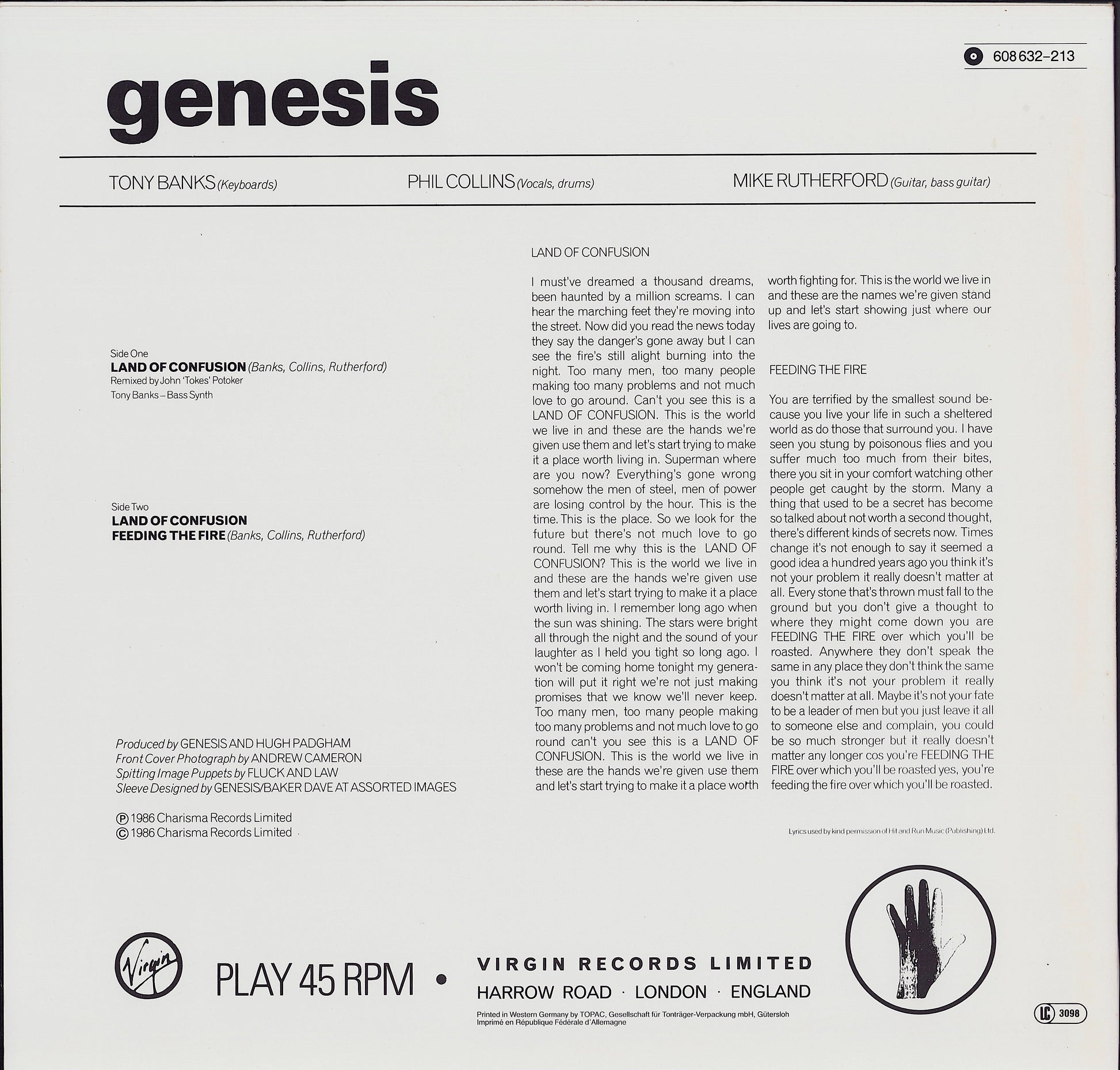 Genesis - Land Of Confusion Vinyl 12"