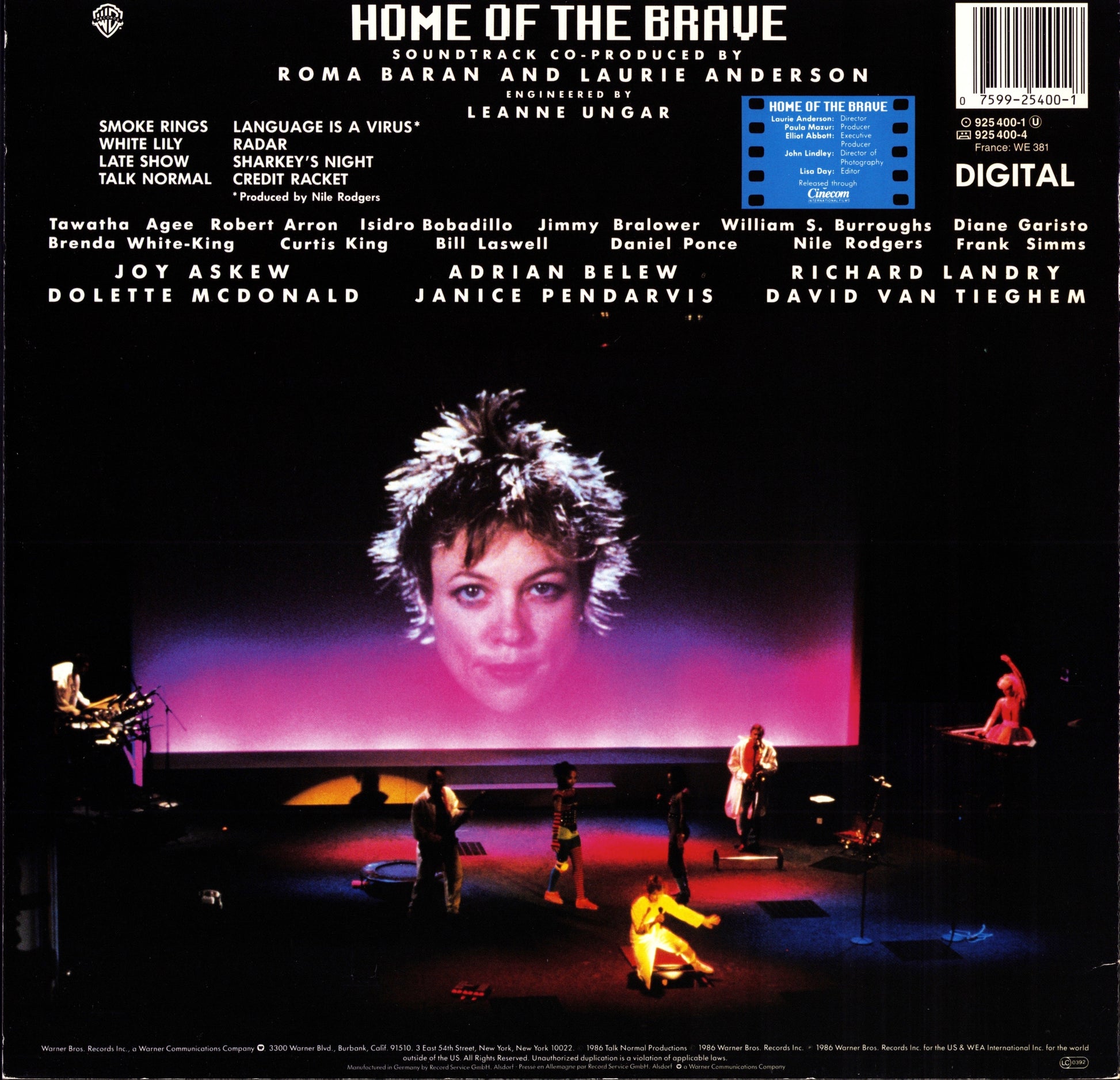 Laurie Anderson – Home Of The Brave Vinyl LP | CA Original | 1986