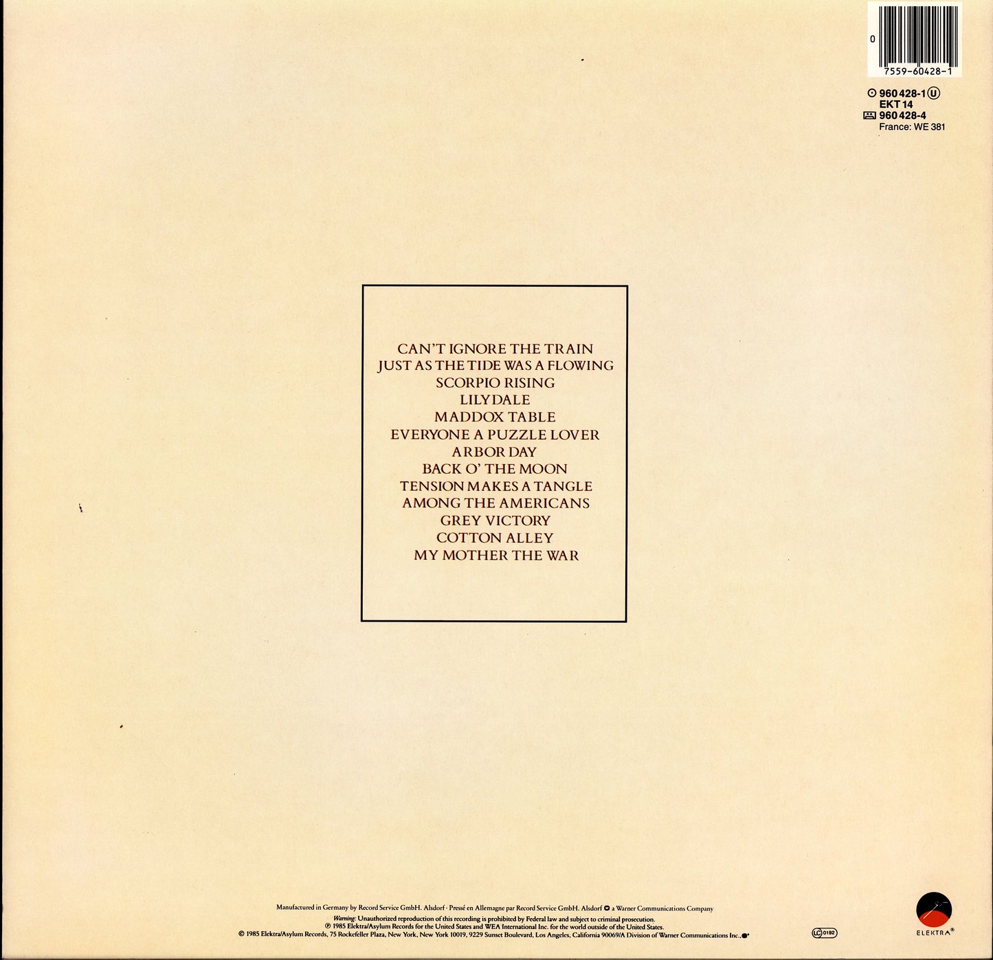 10,000 Maniacs – Blind Man's Zoo Vinyl LP Kopie