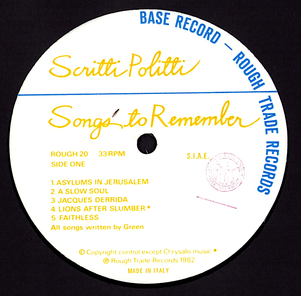 Scritti Politti – Songs To Remember Vinyl LP