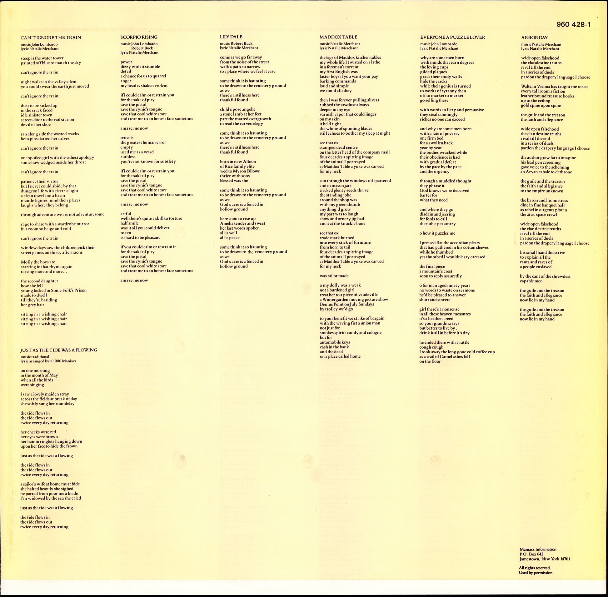 10,000 Maniacs – Blind Man's Zoo Vinyl LP Kopie