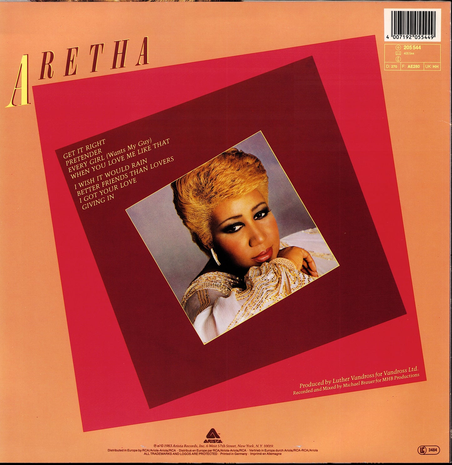 Aretha Franklin – Get It Right Vinyl LP | EU Original | 1983
