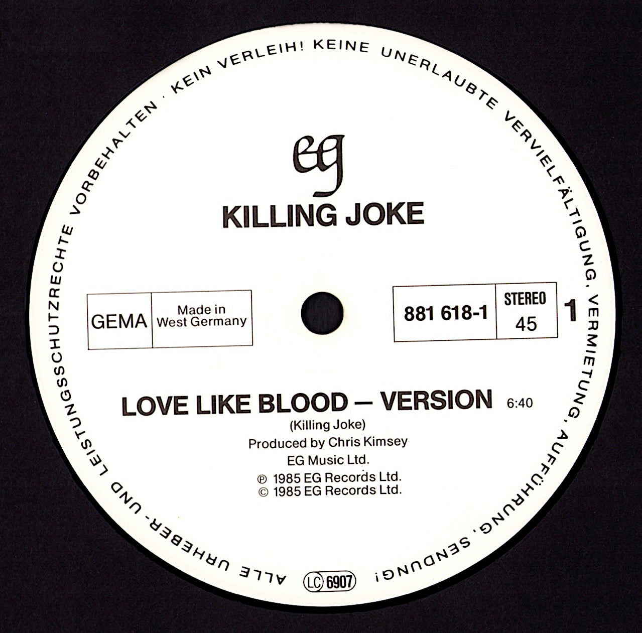 Killing Joke – Love Like Blood Vinyl 12" Maxi-Single