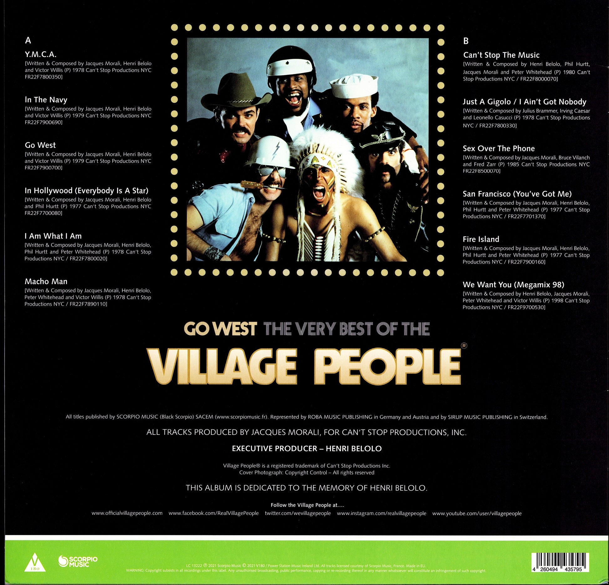 Village People – Go West: The Very Best Of The Village People Neon Green Vinyl LP