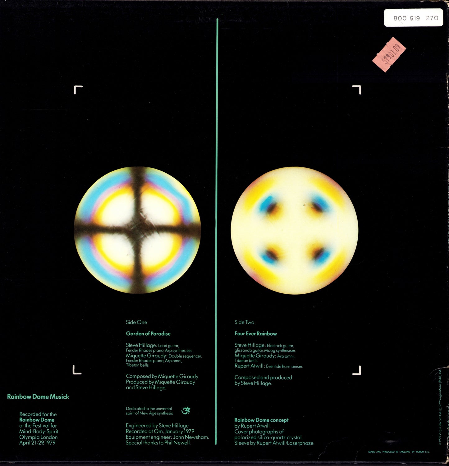 Steve Hillage – Rainbow Dome Musick Clear Vinyl LP Limited Edition