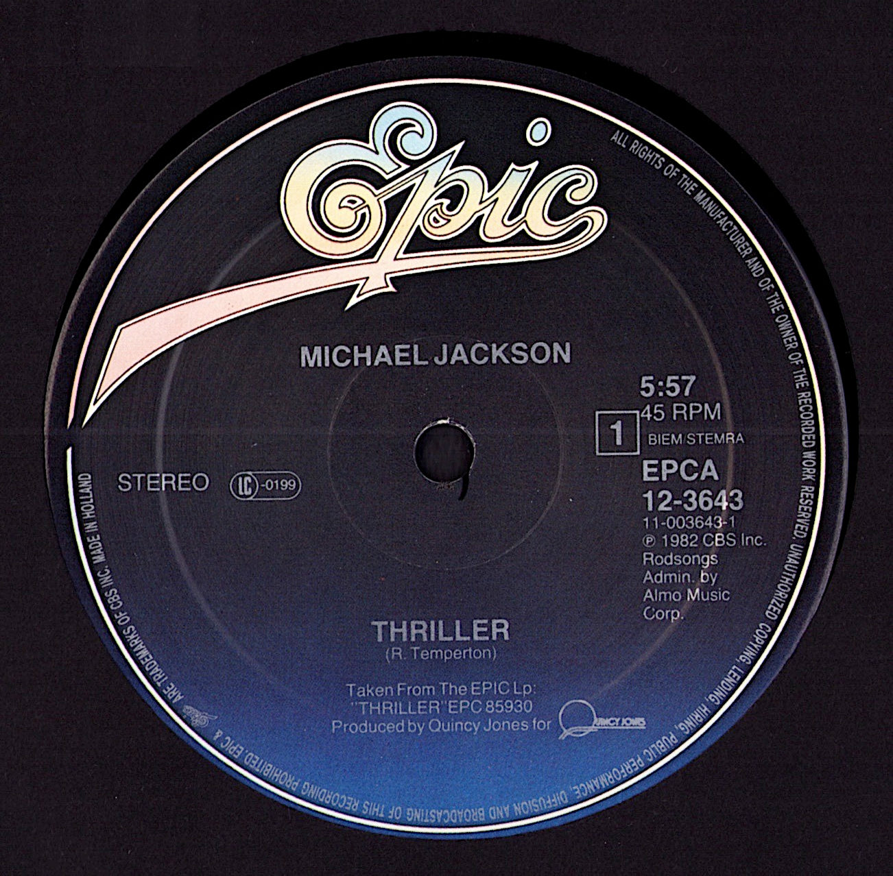 Michael Jackson – Thriller Vinyl 12" | EU Original | 1983