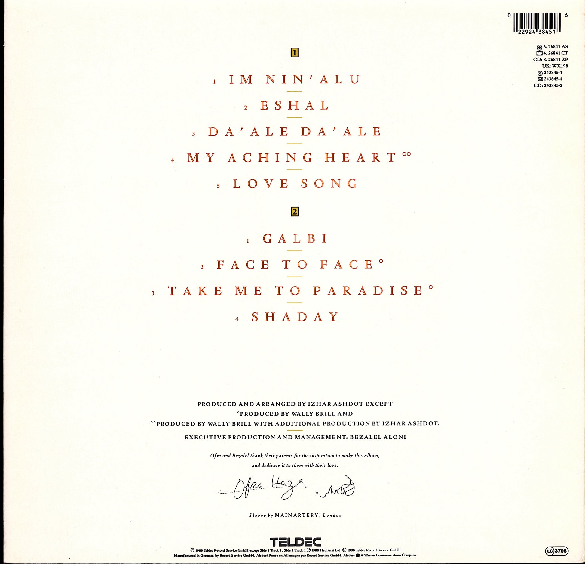 Ofra Haza - Shaday Vinyl LP