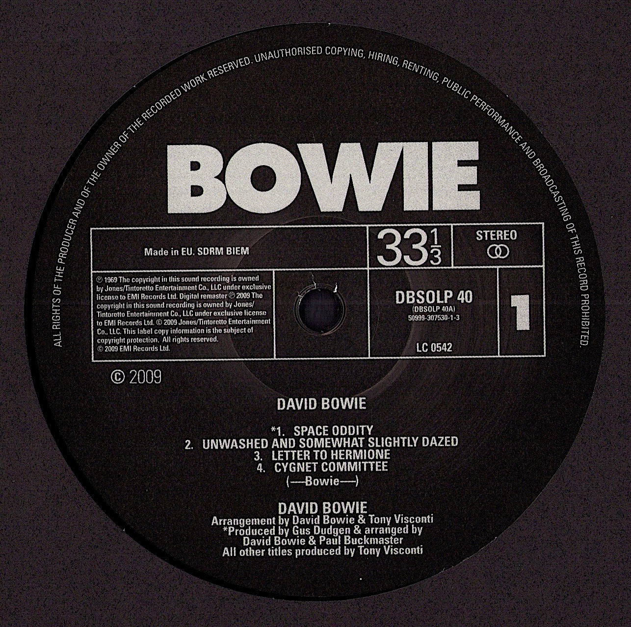 David Bowie – David Bowie (Vinyl LP | UK & EU Reissue | 40th Anniversary | 2009)