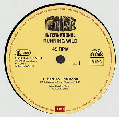 Running Wild ‎- Bad To The Bone Vinyl 12" EP DE