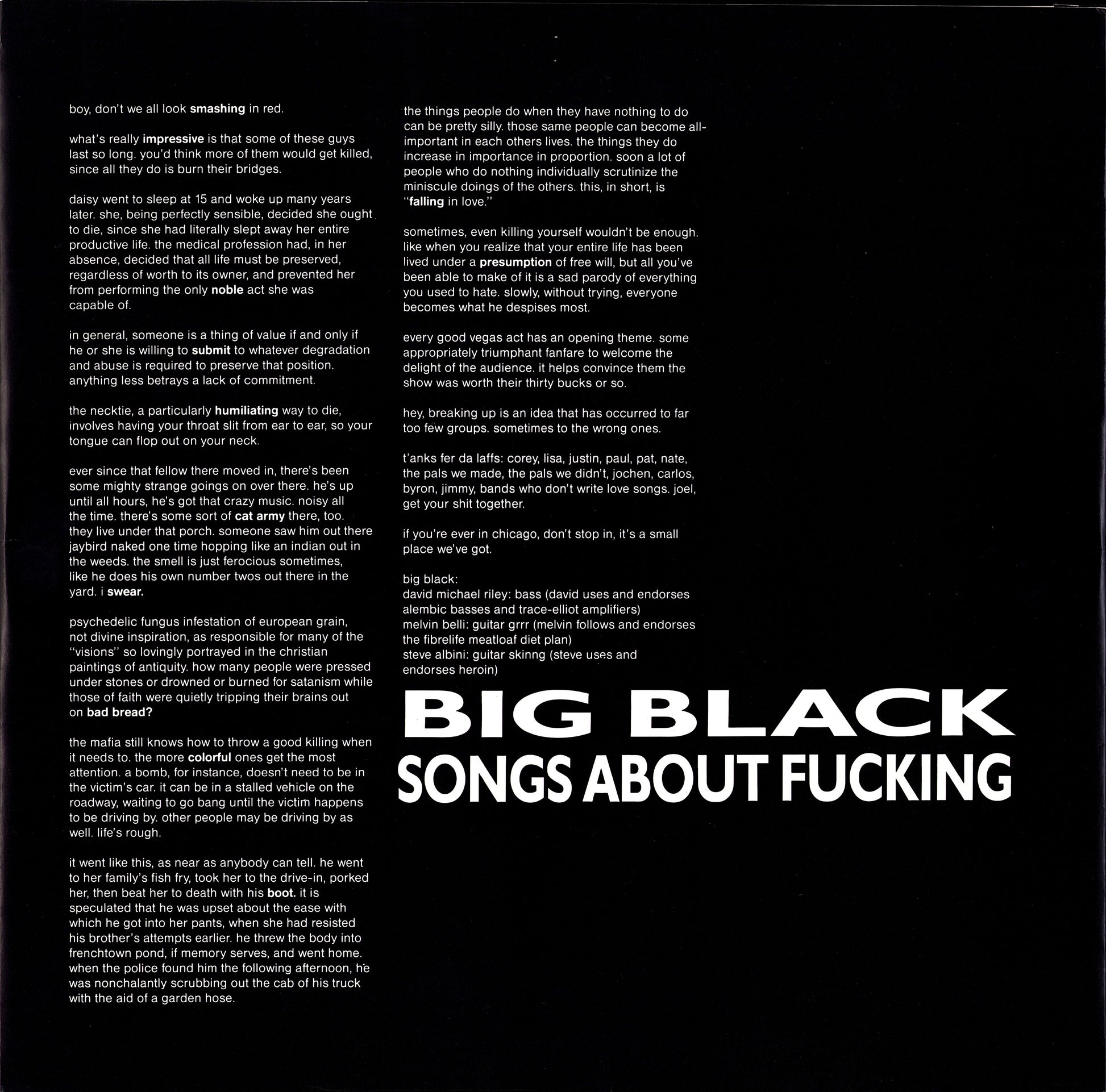 Big Black – Songs About Fucking Vinyl LP