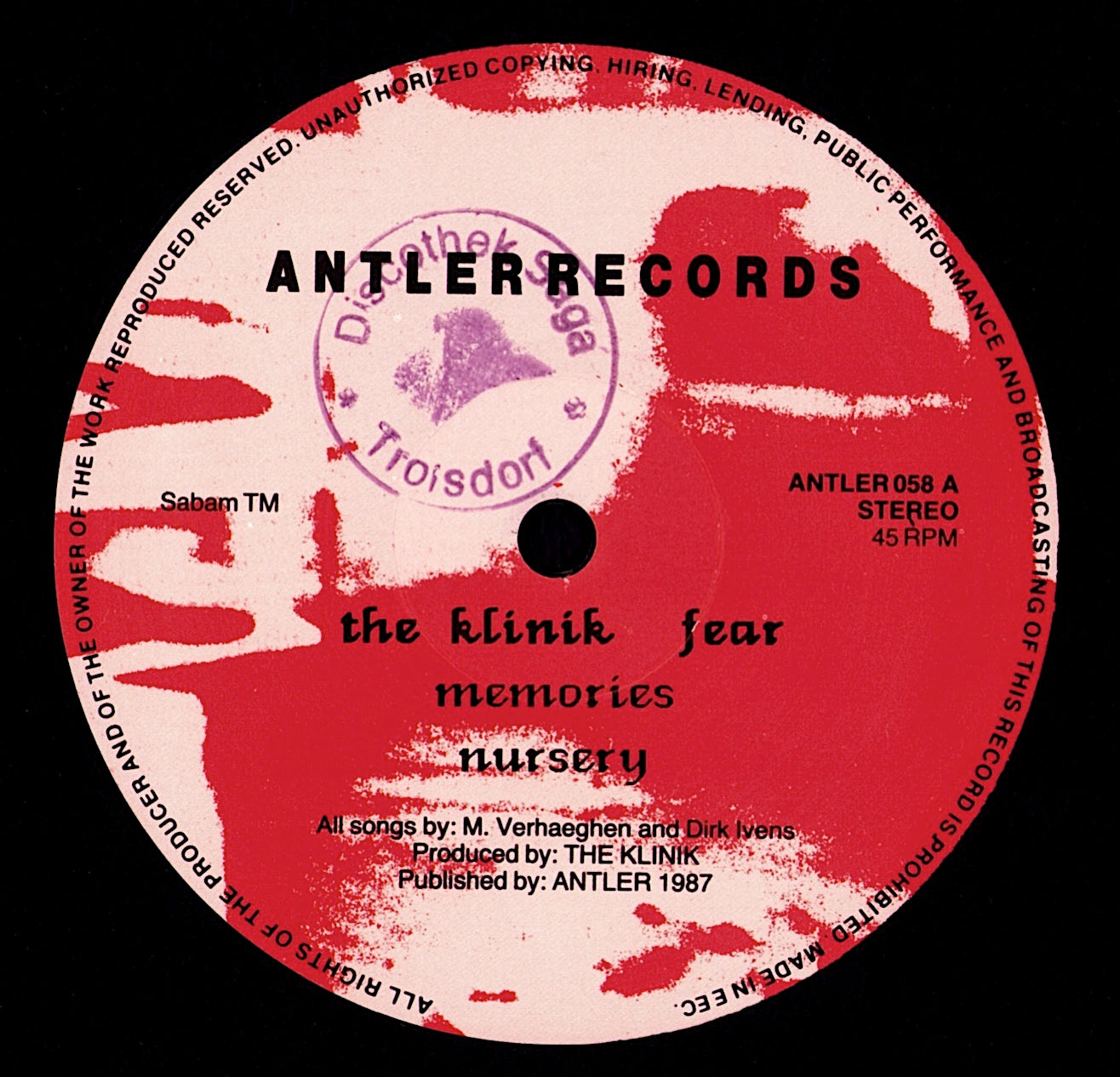 The Klinik – Fear Vinyl 12" Maxi-Single