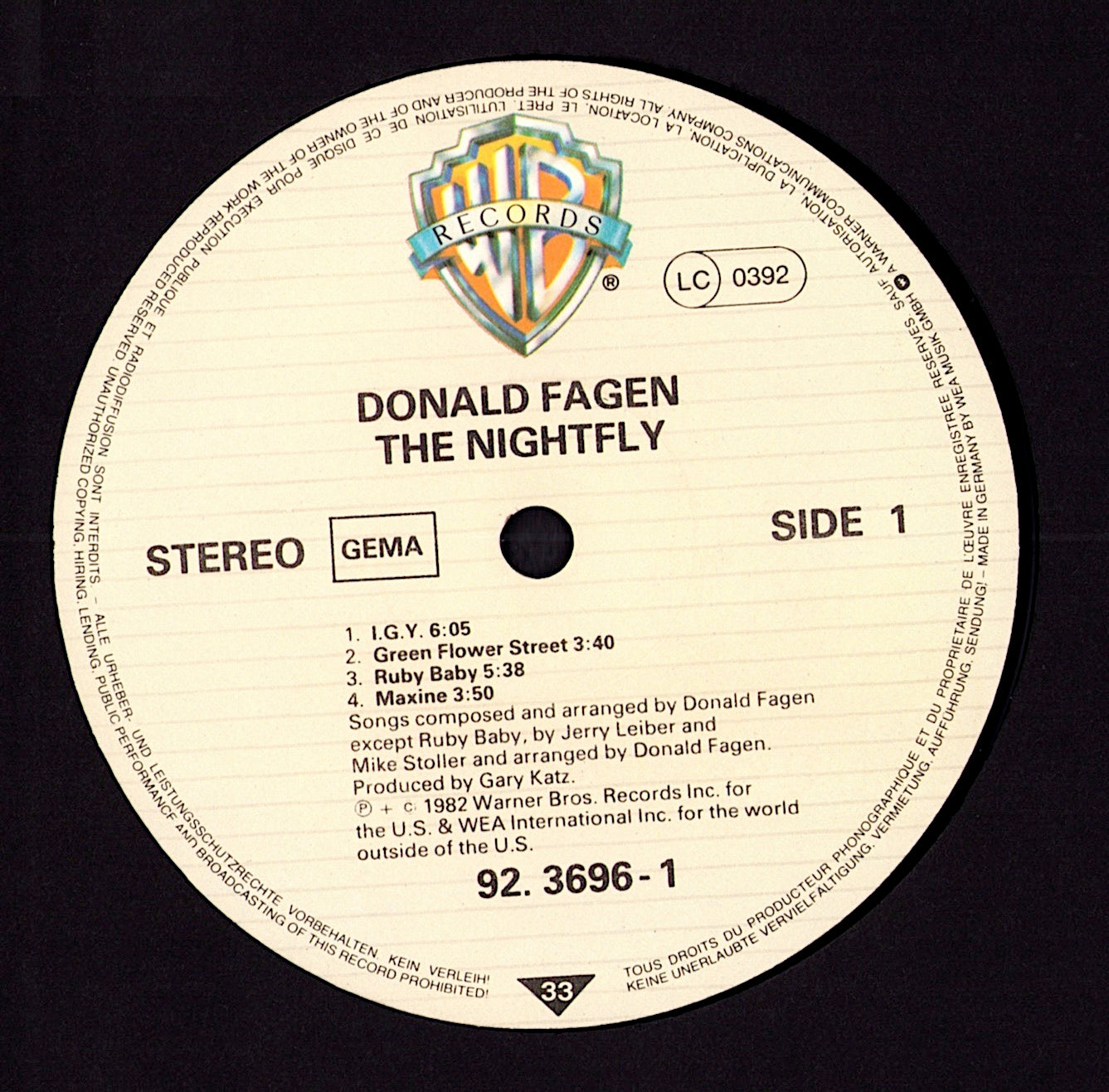 Donald Fagen – The Nightfly Vinyl LP, DE Original, 1982