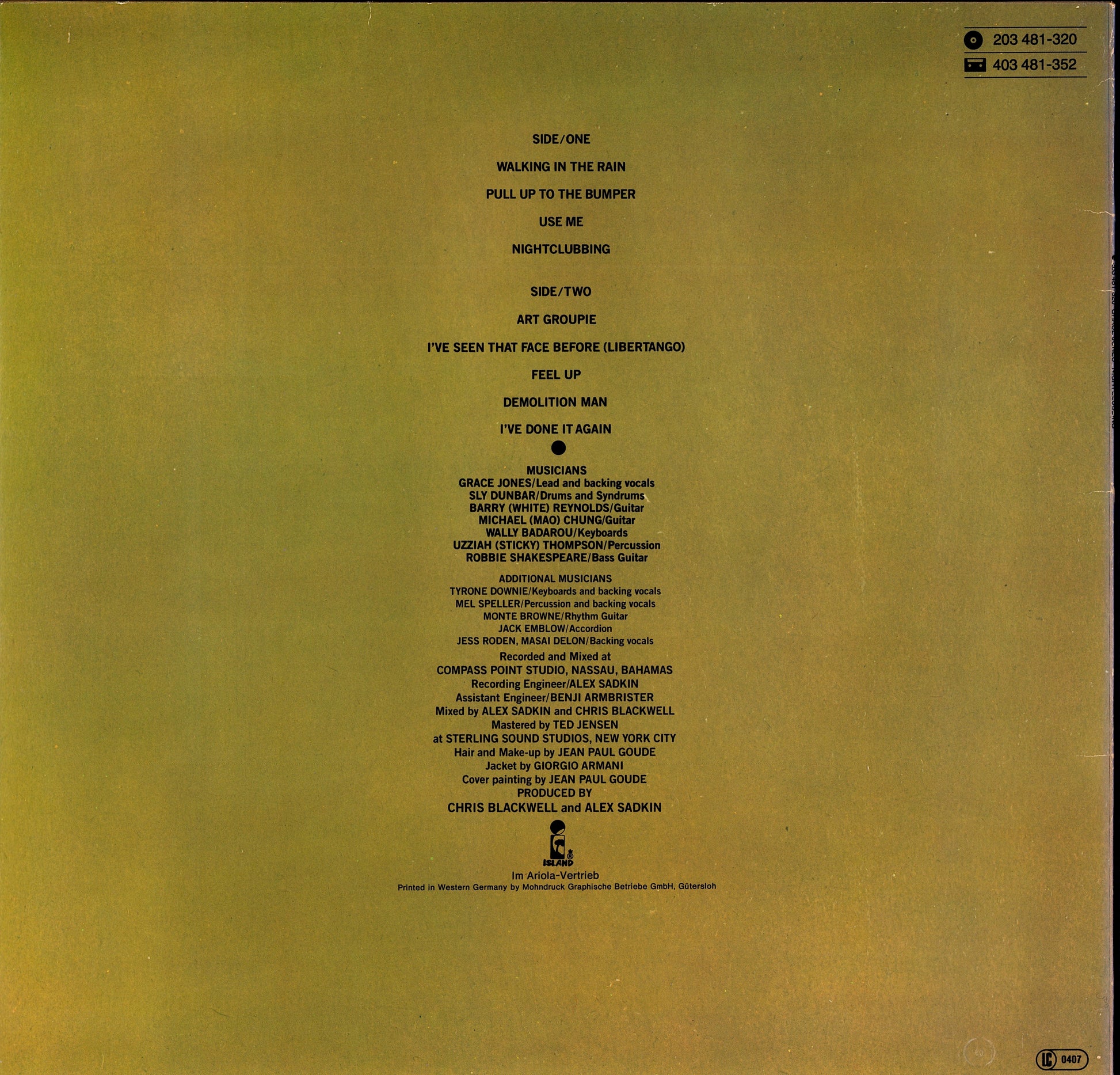 Grace Jones - Nightclubbing Vinyl LP