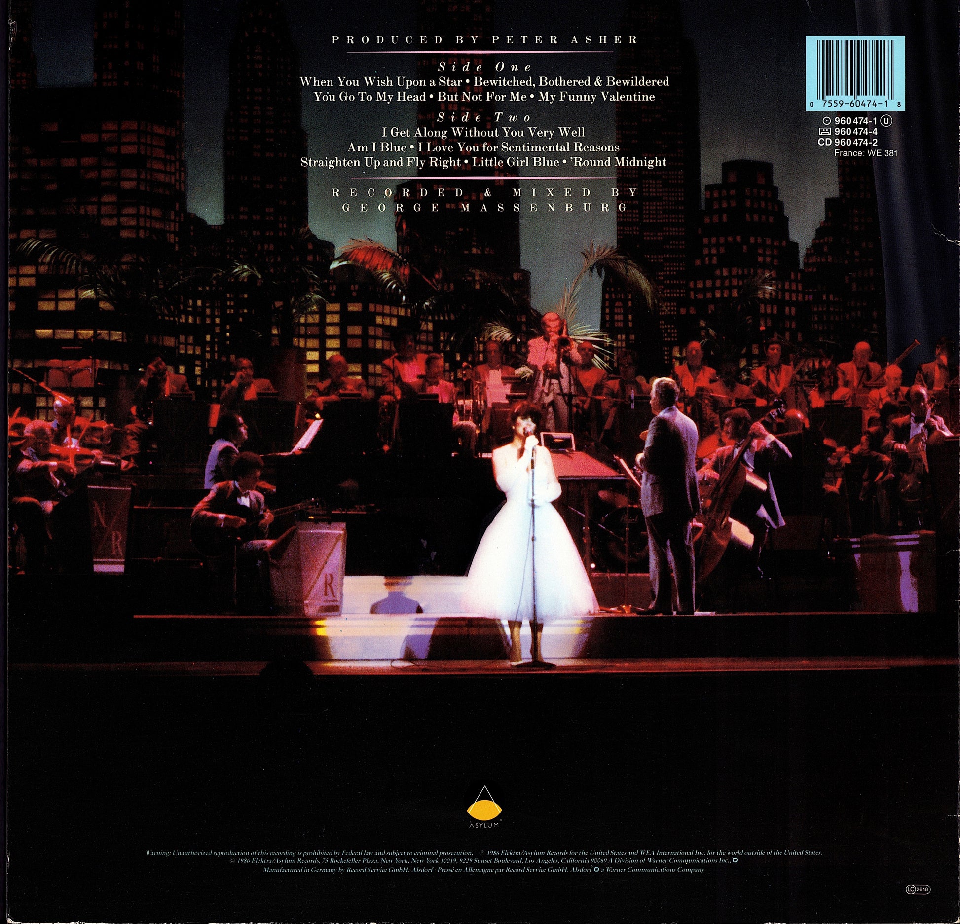 Linda Ronstadt with Nelson Riddle & His Orchestra – For Sentimental Reasons Vinyl LP | EU Original | 1986