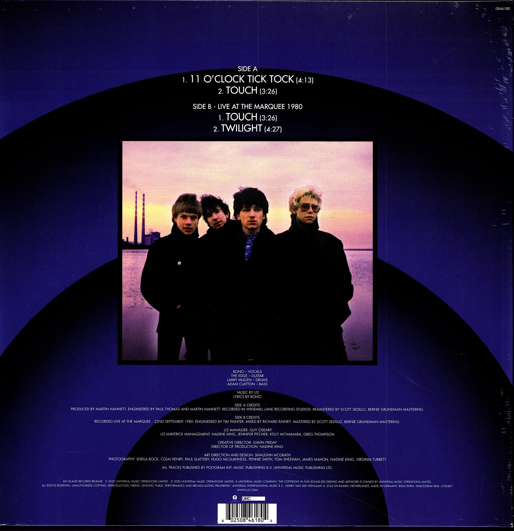 U2 – 11 O'Clock Tick Tock Vinyl 12" Single | Blue Transparent | RSD | 2020