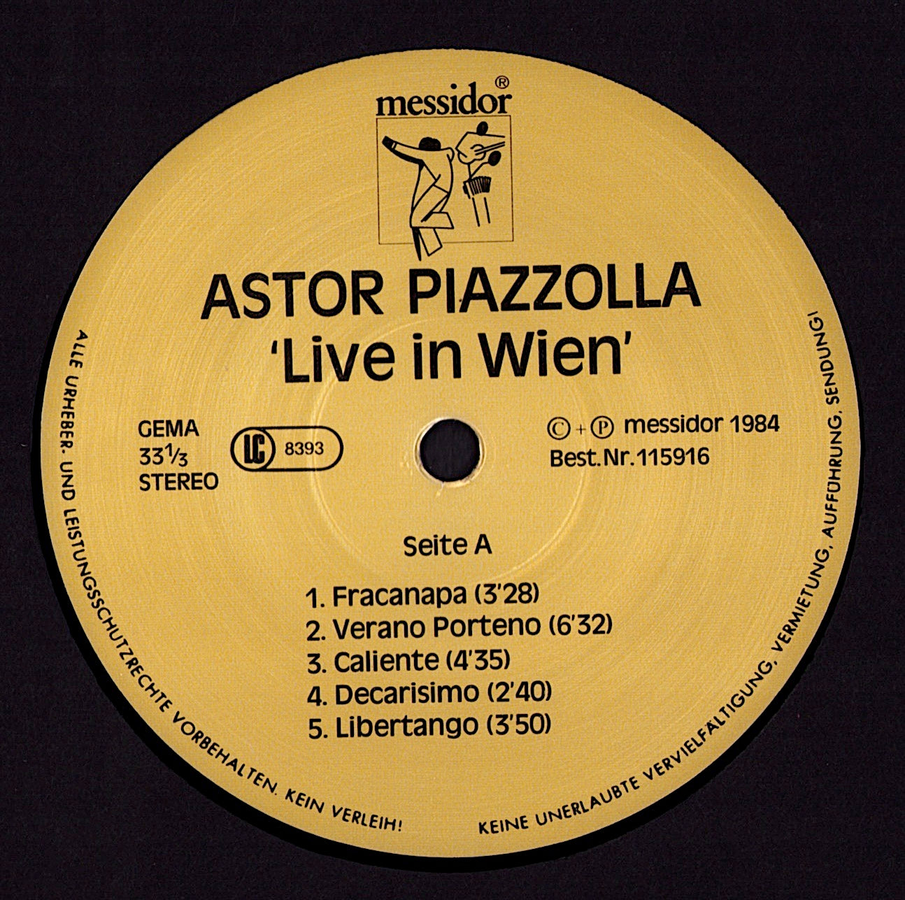 Astor Piazzolla Y Su Quinteto Tango Nuevo – Live In Wien Vol. 1 Vinyl LP