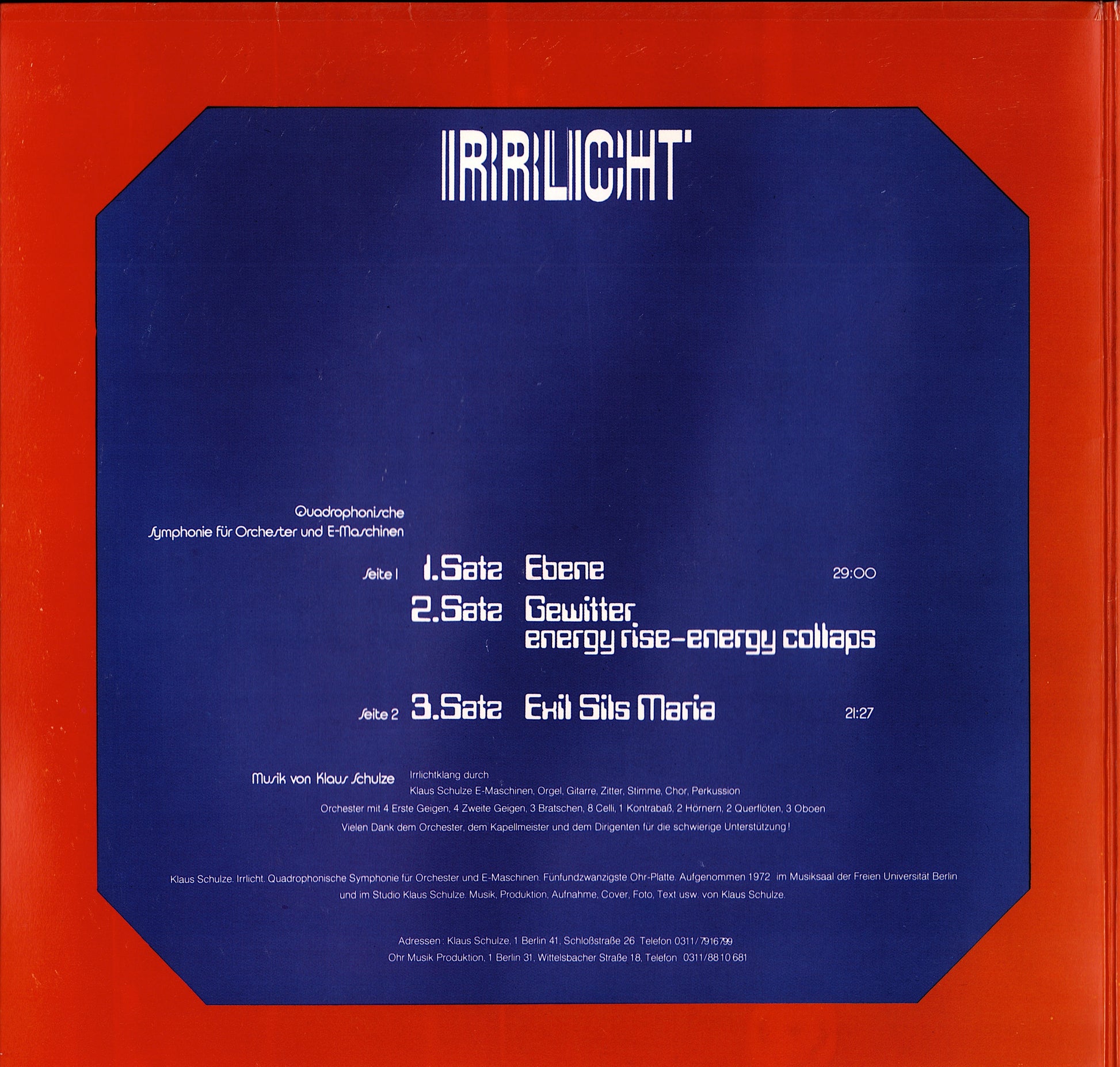 Klaus Schulze - Mirage Vinyl LP Kopie