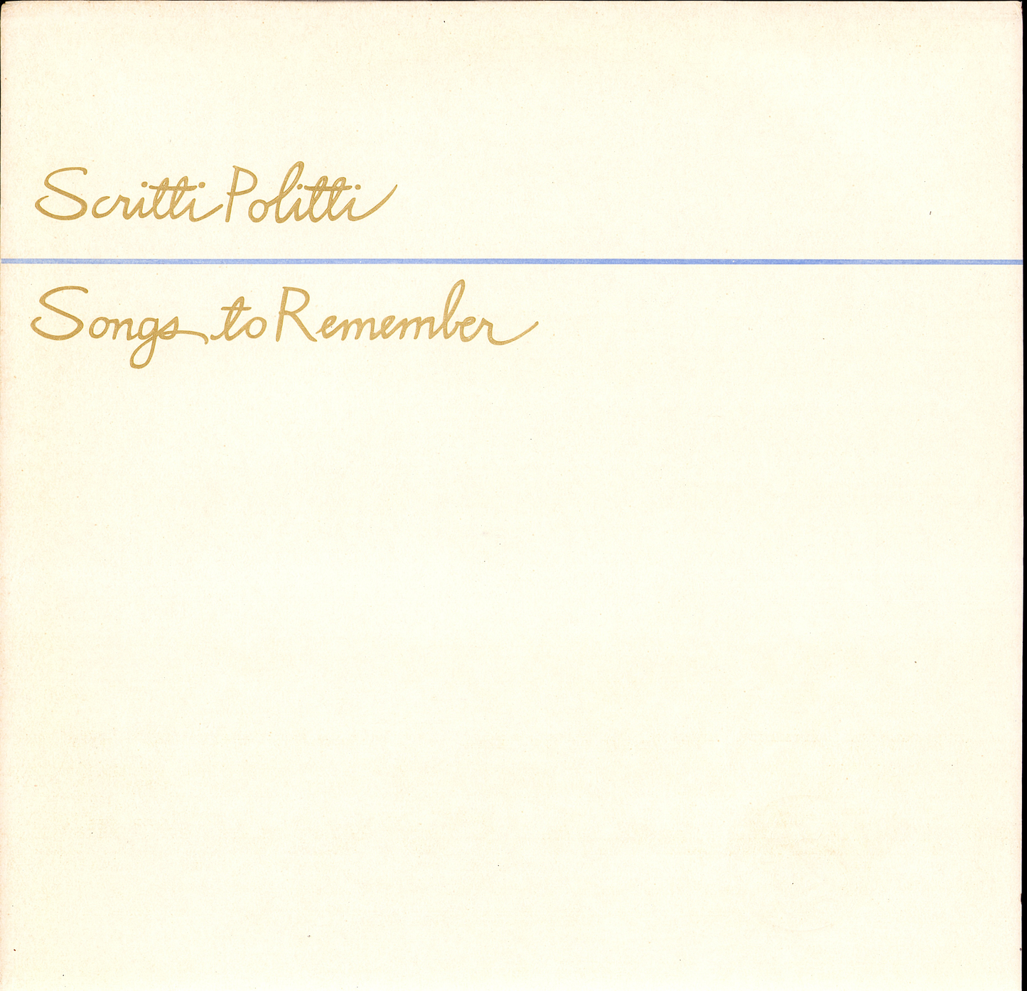 Scritti Politti – Songs To Remember Vinyl LP