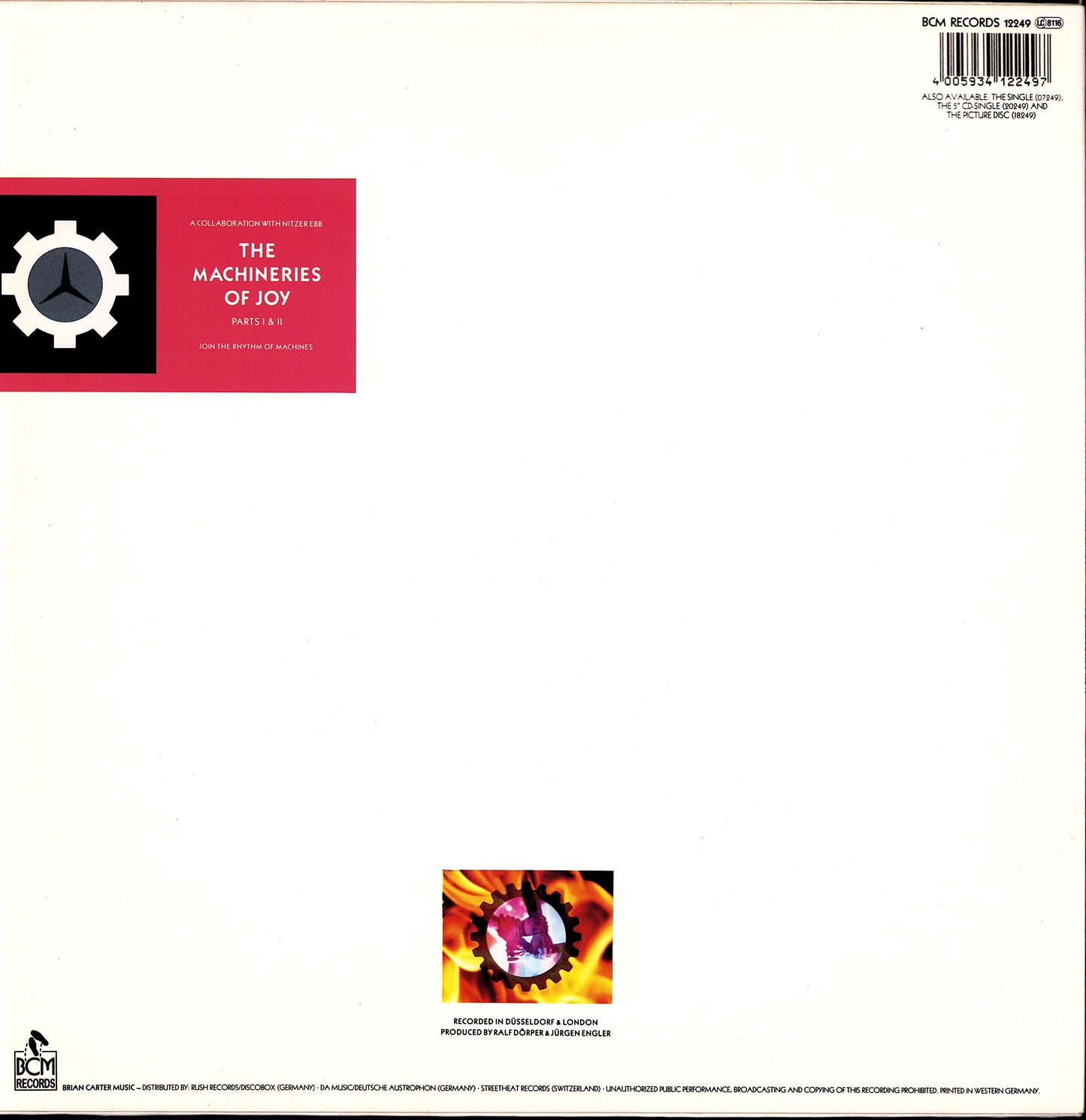 Die Krupps – The Machineries Of Joy Parts I & II Vinyl 12" Maxi-Single