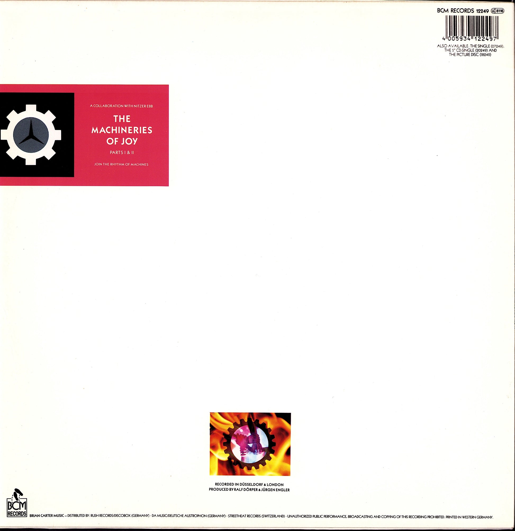 Die Krupps – The Machineries Of Joy Parts I & II Vinyl 12" Maxi-Single