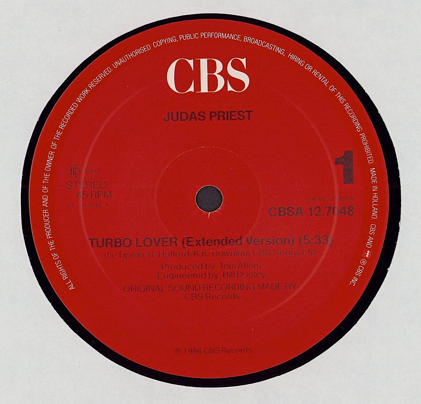 Judas Priest ‎- Turbo Lover Vinyl 12"