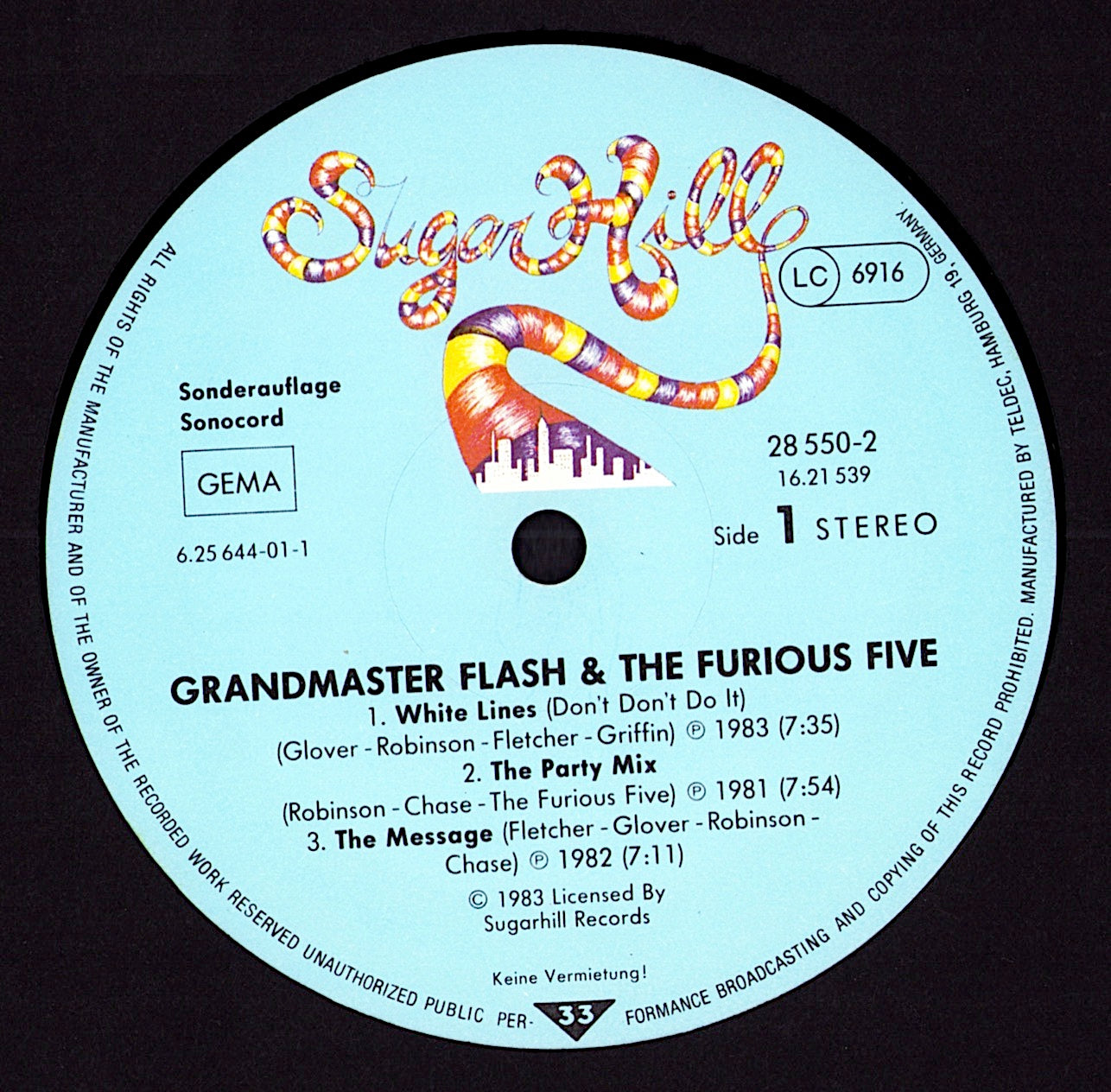 Grandmaster Flash & The Furious Five ‎- Grandmaster Flash & The Furious Five Vinyl LP Kopie