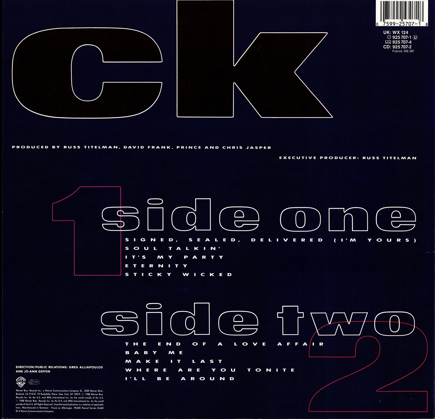 Chaka Khan – CK Vinyl LP | UK & EU Original | 1988