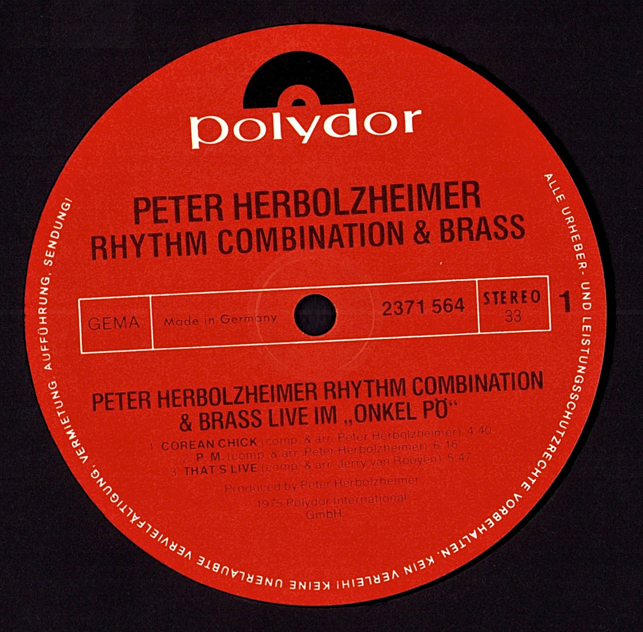 Peter Herbolzheimer Rhythm Combination & Brass – The Catfish Vinyl LP | DE Reissue | 1975
