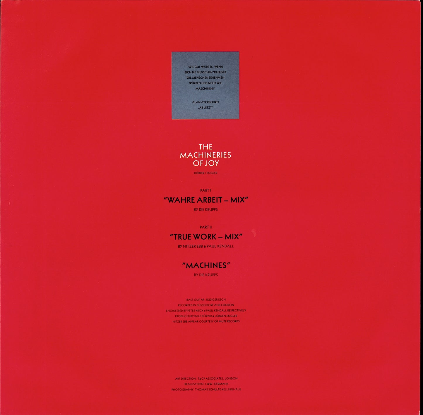 Die Krupps – The Machineries Of Joy Parts I & II Vinyl 12" Maxi-Single